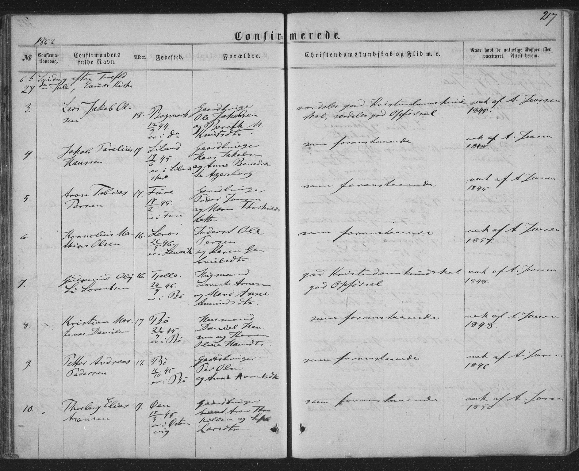 Ministerialprotokoller, klokkerbøker og fødselsregistre - Nordland, AV/SAT-A-1459/863/L0896: Parish register (official) no. 863A08, 1861-1871, p. 217