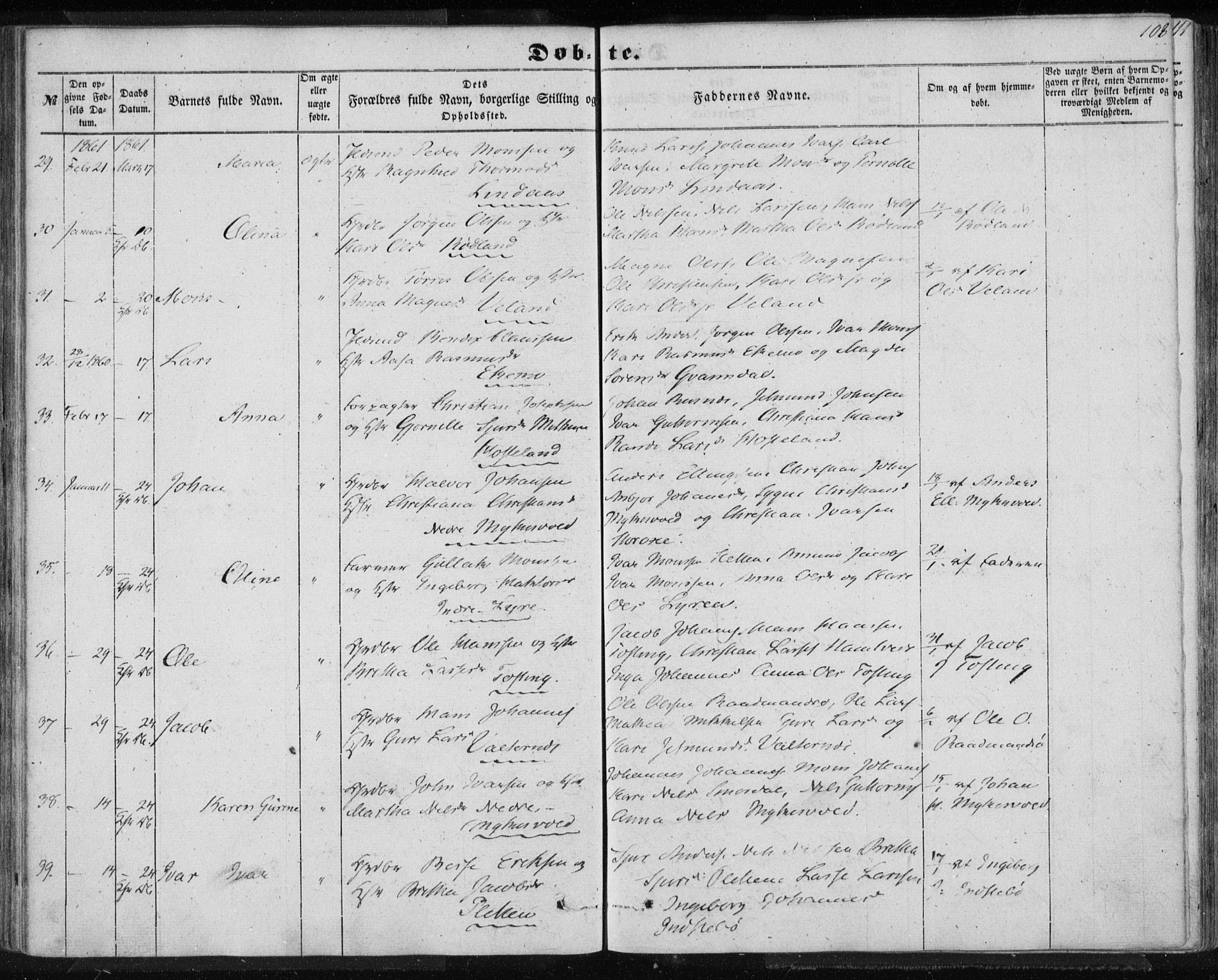 Lindås Sokneprestembete, AV/SAB-A-76701/H/Haa/Haaa/L0011: Parish register (official) no. A 11, 1854-1869, p. 108