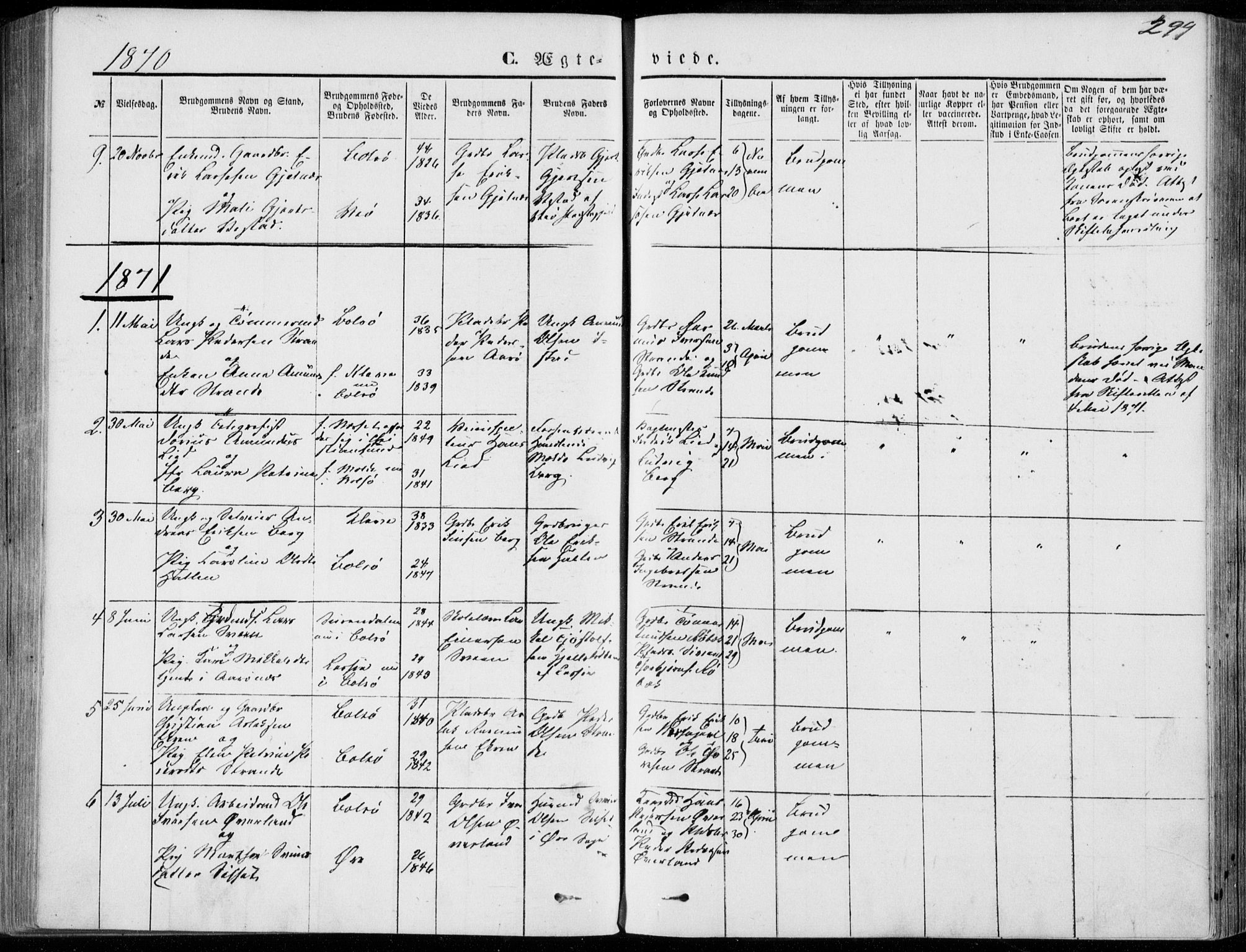 Ministerialprotokoller, klokkerbøker og fødselsregistre - Møre og Romsdal, SAT/A-1454/555/L0655: Parish register (official) no. 555A05, 1869-1886, p. 299