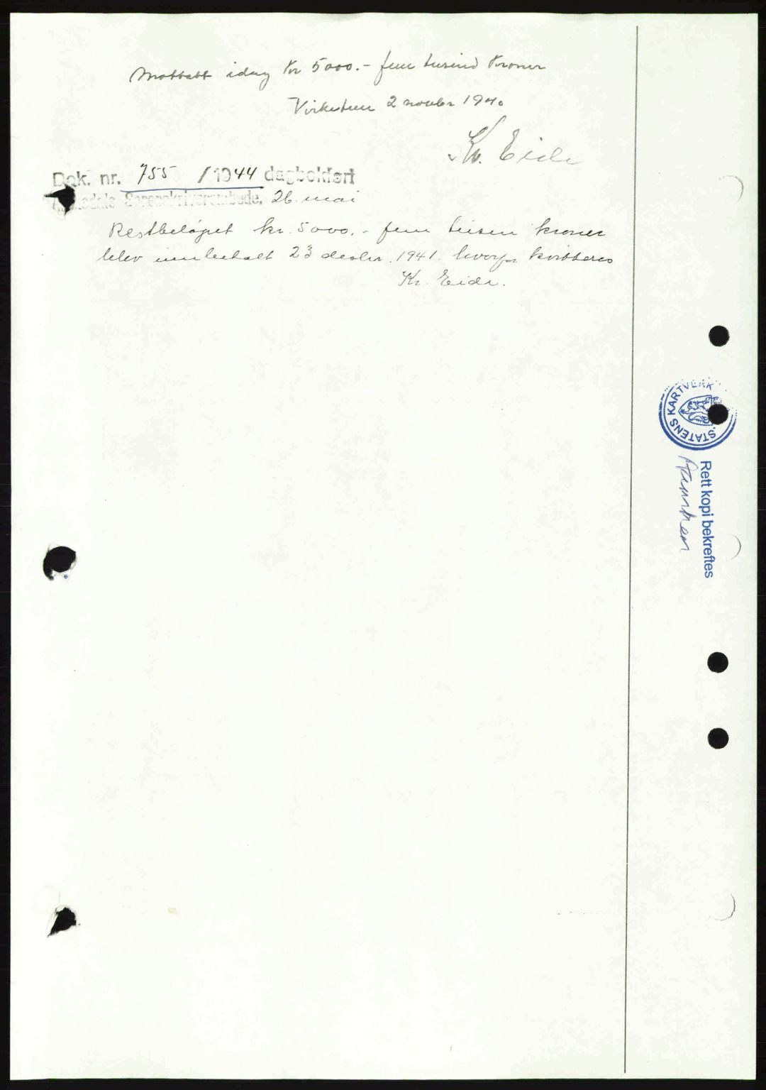 Romsdal sorenskriveri, SAT/A-4149/1/2/2C: Mortgage book no. A16, 1944-1944, Diary no: : 755/1944