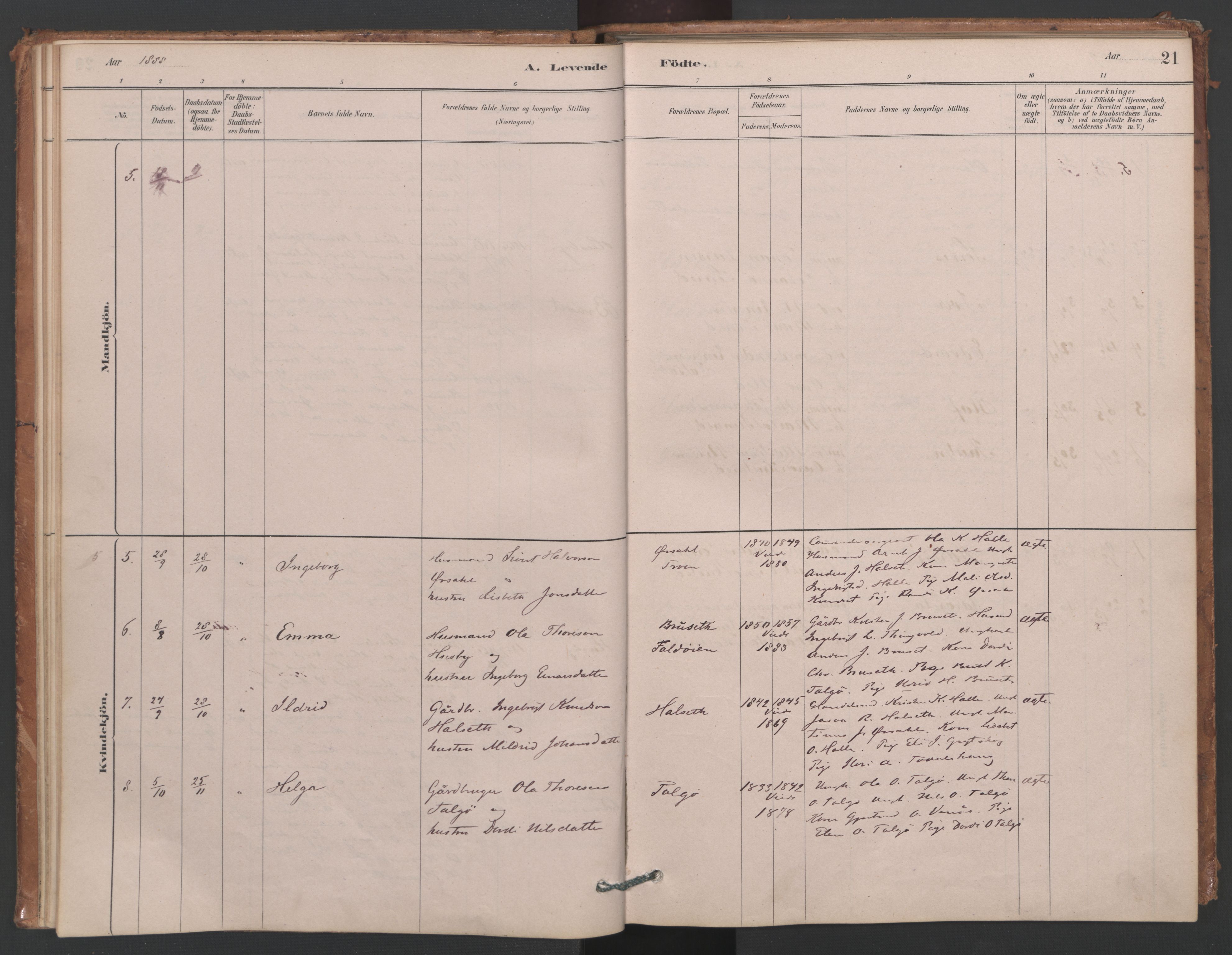 Ministerialprotokoller, klokkerbøker og fødselsregistre - Møre og Romsdal, AV/SAT-A-1454/593/L1034: Parish register (official) no. 593A01, 1879-1911, p. 21