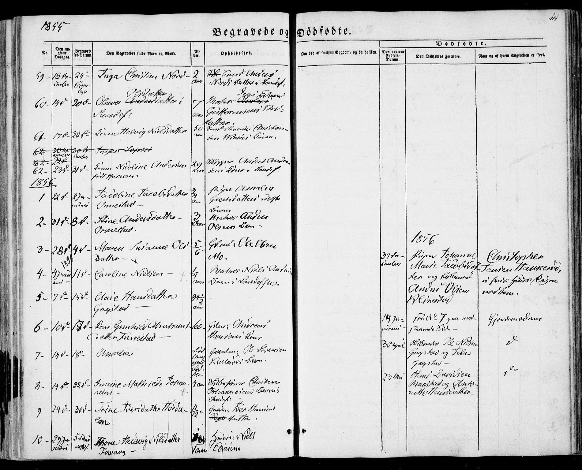 Sandar kirkebøker, AV/SAKO-A-243/F/Fa/L0007: Parish register (official) no. 7, 1855-1861, p. 414