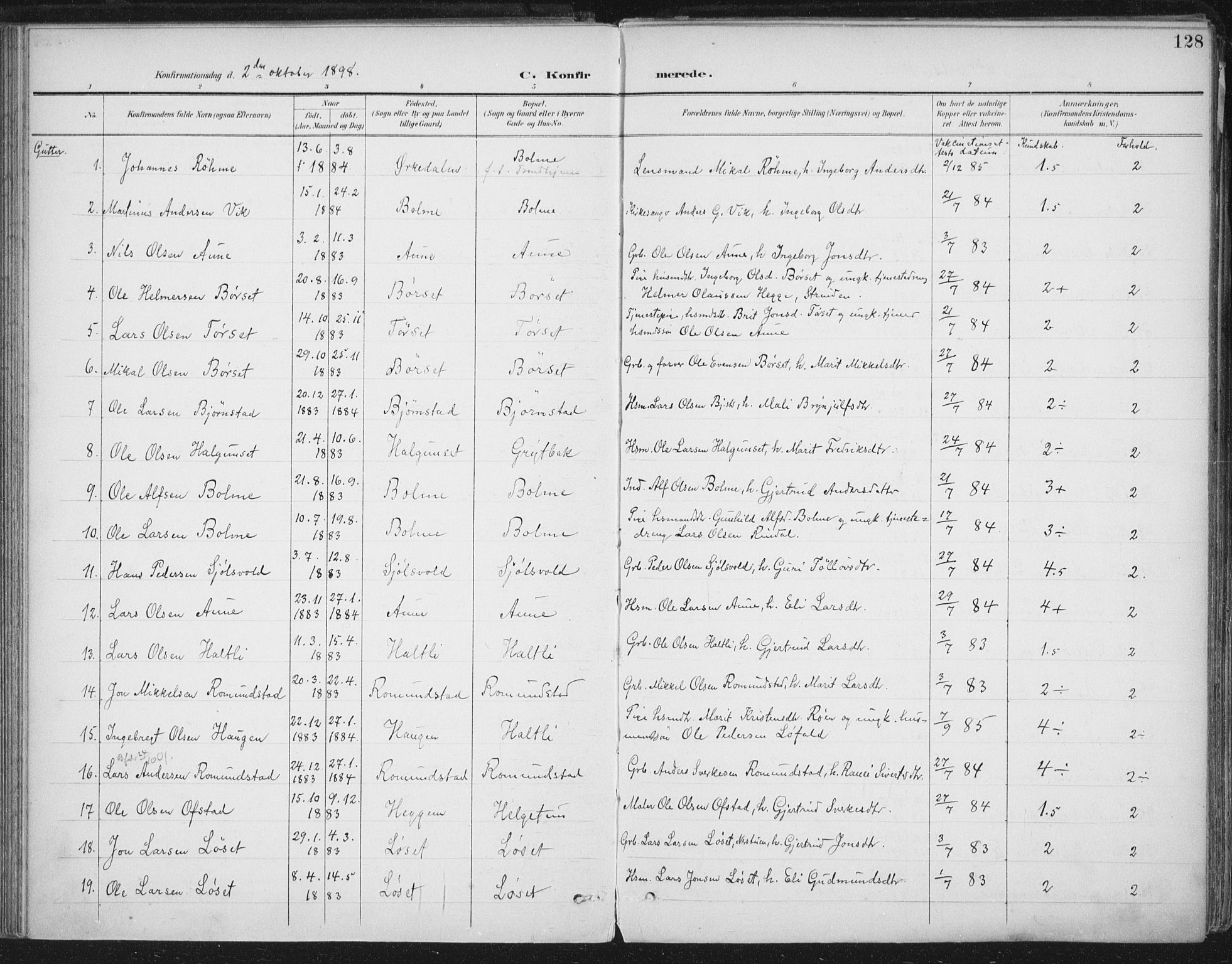 Ministerialprotokoller, klokkerbøker og fødselsregistre - Møre og Romsdal, SAT/A-1454/598/L1072: Parish register (official) no. 598A06, 1896-1910, p. 128