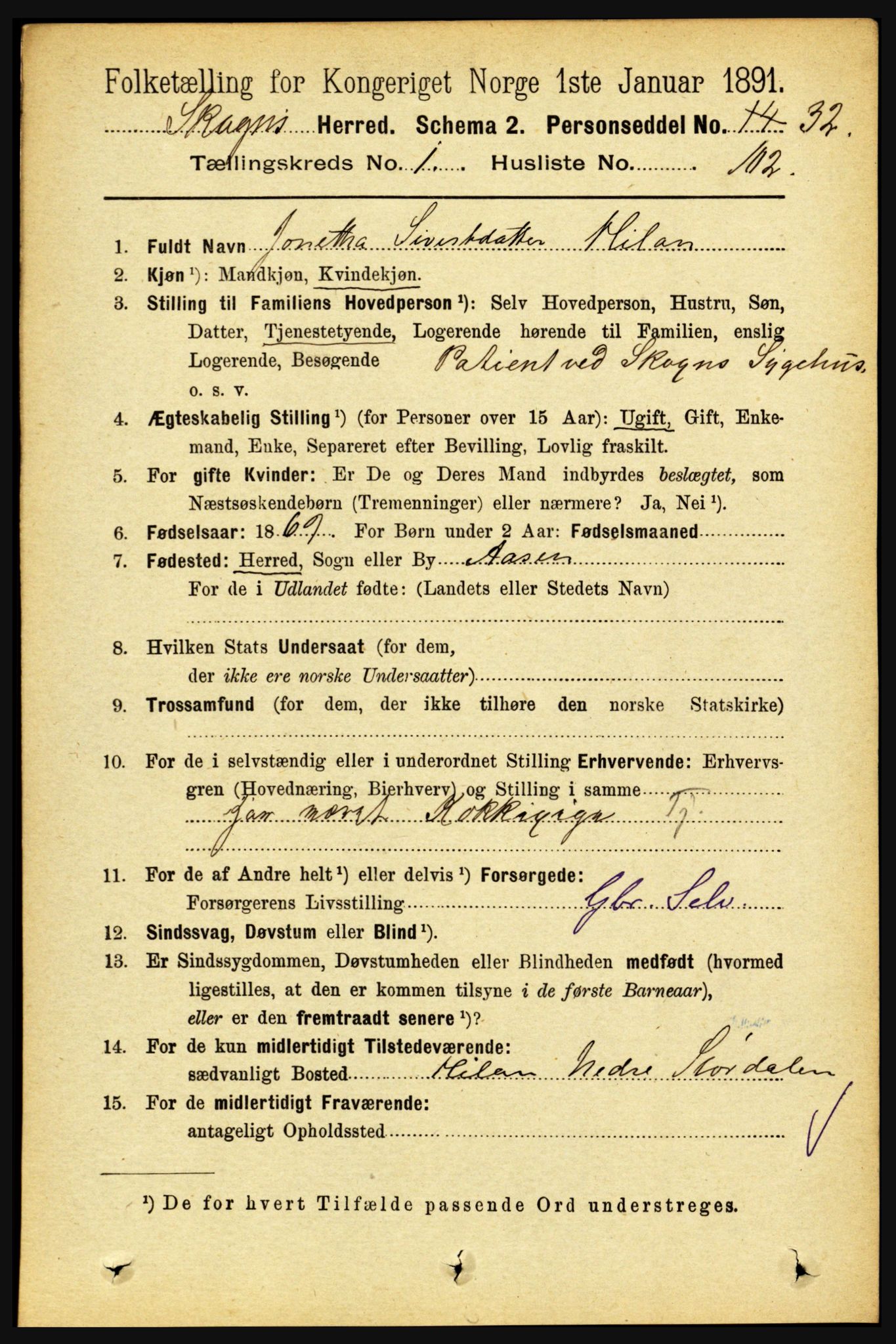 RA, 1891 census for 1719 Skogn, 1891, p. 747