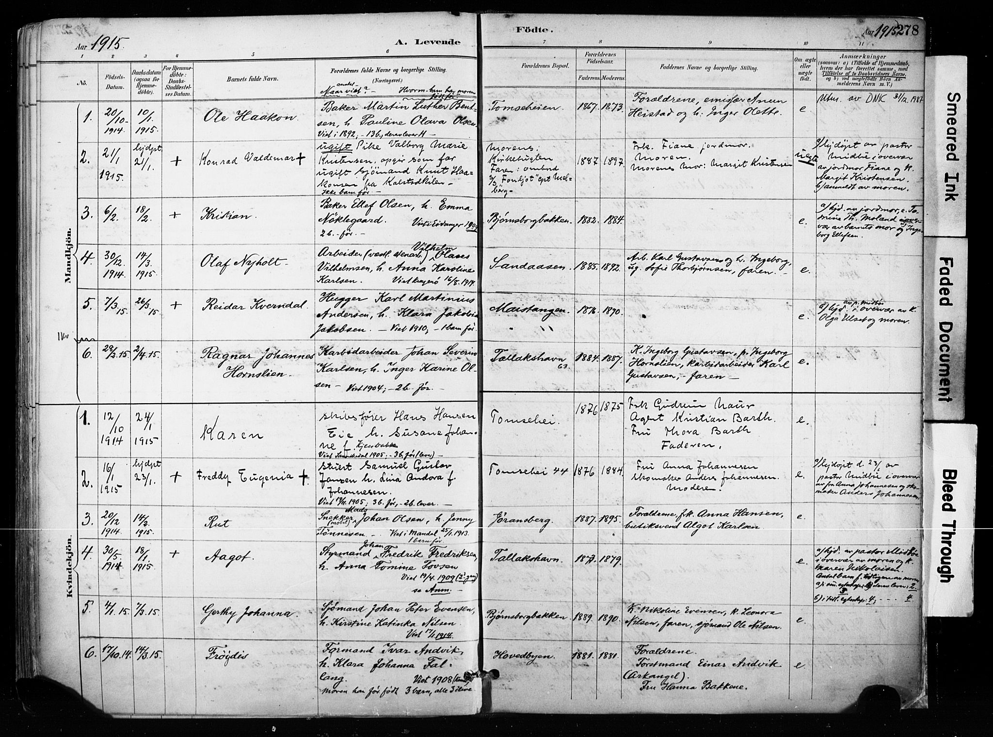 Kragerø kirkebøker, SAKO/A-278/F/Fa/L0013: Parish register (official) no. 13, 1887-1915, p. 278