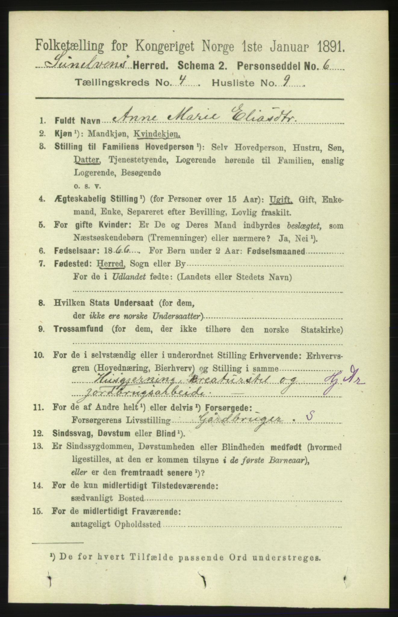 RA, 1891 census for 1523 Sunnylven, 1891, p. 940