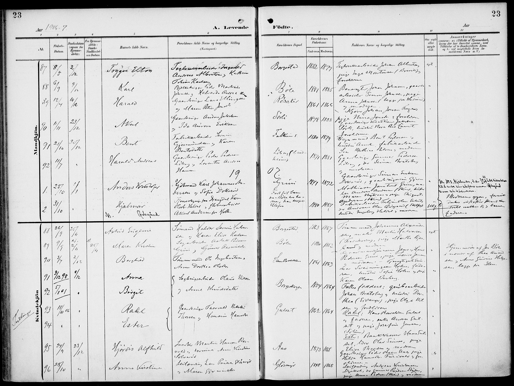 Gjerpen kirkebøker, SAKO/A-265/F/Fa/L0012: Parish register (official) no. I 12, 1905-1913, p. 23