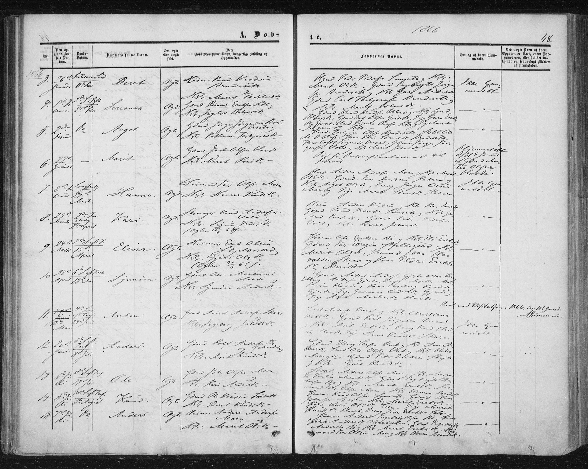 Ministerialprotokoller, klokkerbøker og fødselsregistre - Møre og Romsdal, AV/SAT-A-1454/543/L0562: Parish register (official) no. 543A02, 1854-1884, p. 48