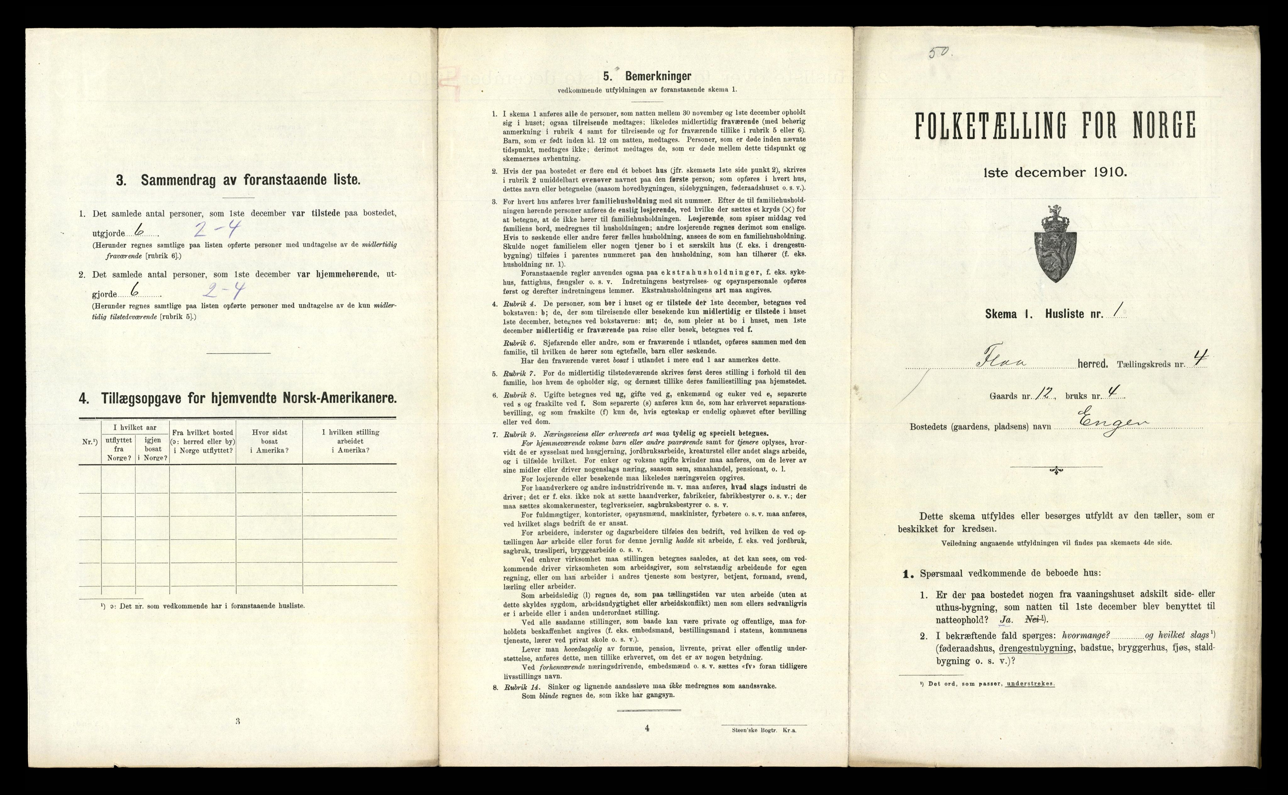 RA, 1910 census for Flå, 1910, p. 380