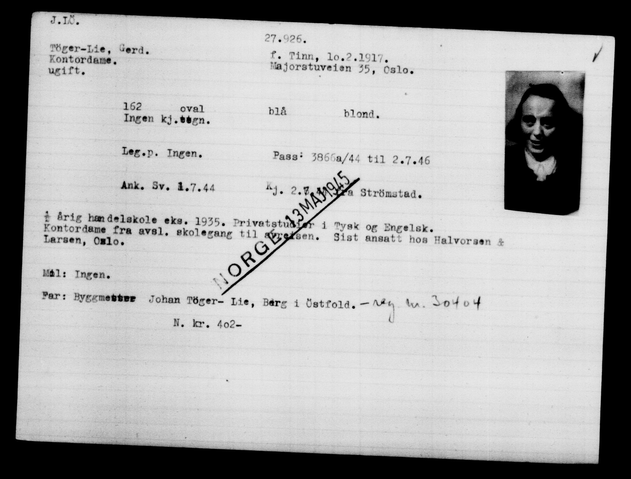 Den Kgl. Norske Legasjons Flyktningskontor, AV/RA-S-6753/V/Va/L0011: Kjesäterkartoteket.  Flyktningenr. 25300-28349, 1940-1945, p. 2797