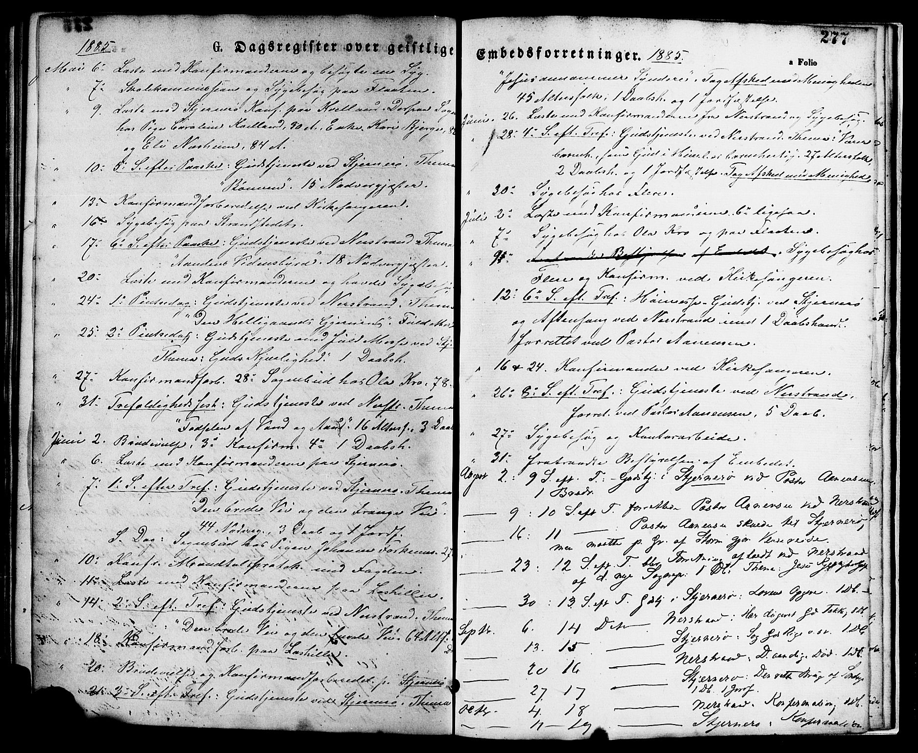 Nedstrand sokneprestkontor, SAST/A-101841/01/IV: Parish register (official) no. A 11, 1877-1887, p. 277