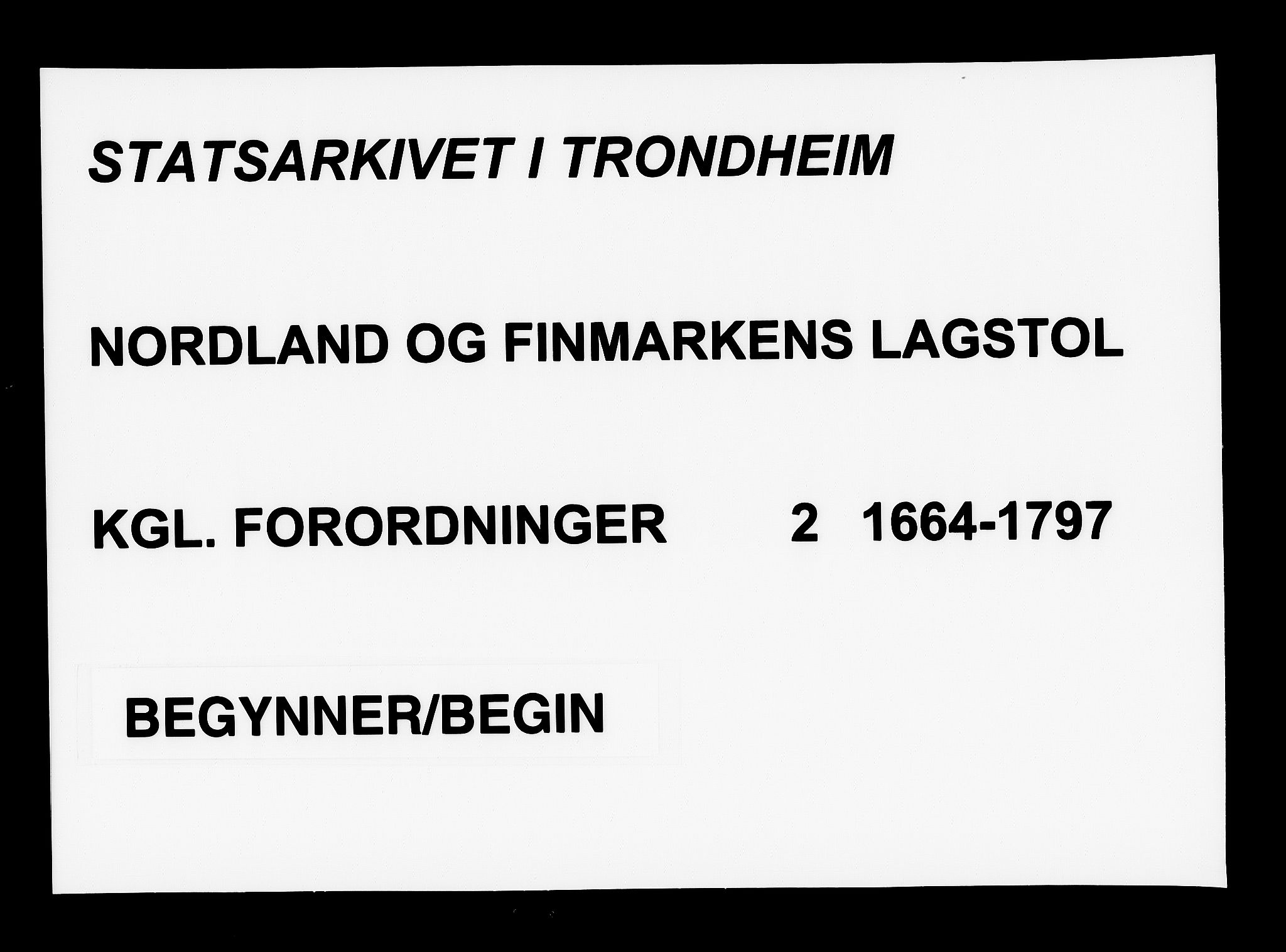 Nordland og Finnmarks lagstol, AV/SAT-A-5608/X/L0037: Kongelige forordninger, 1664-1797