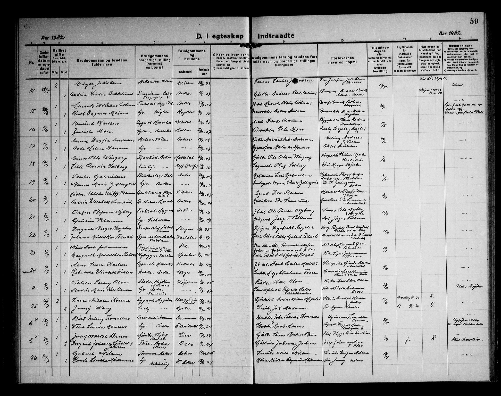Asker prestekontor Kirkebøker, AV/SAO-A-10256a/F/Fa/L0020: Parish register (official) no. I 20, 1918-1948, p. 59
