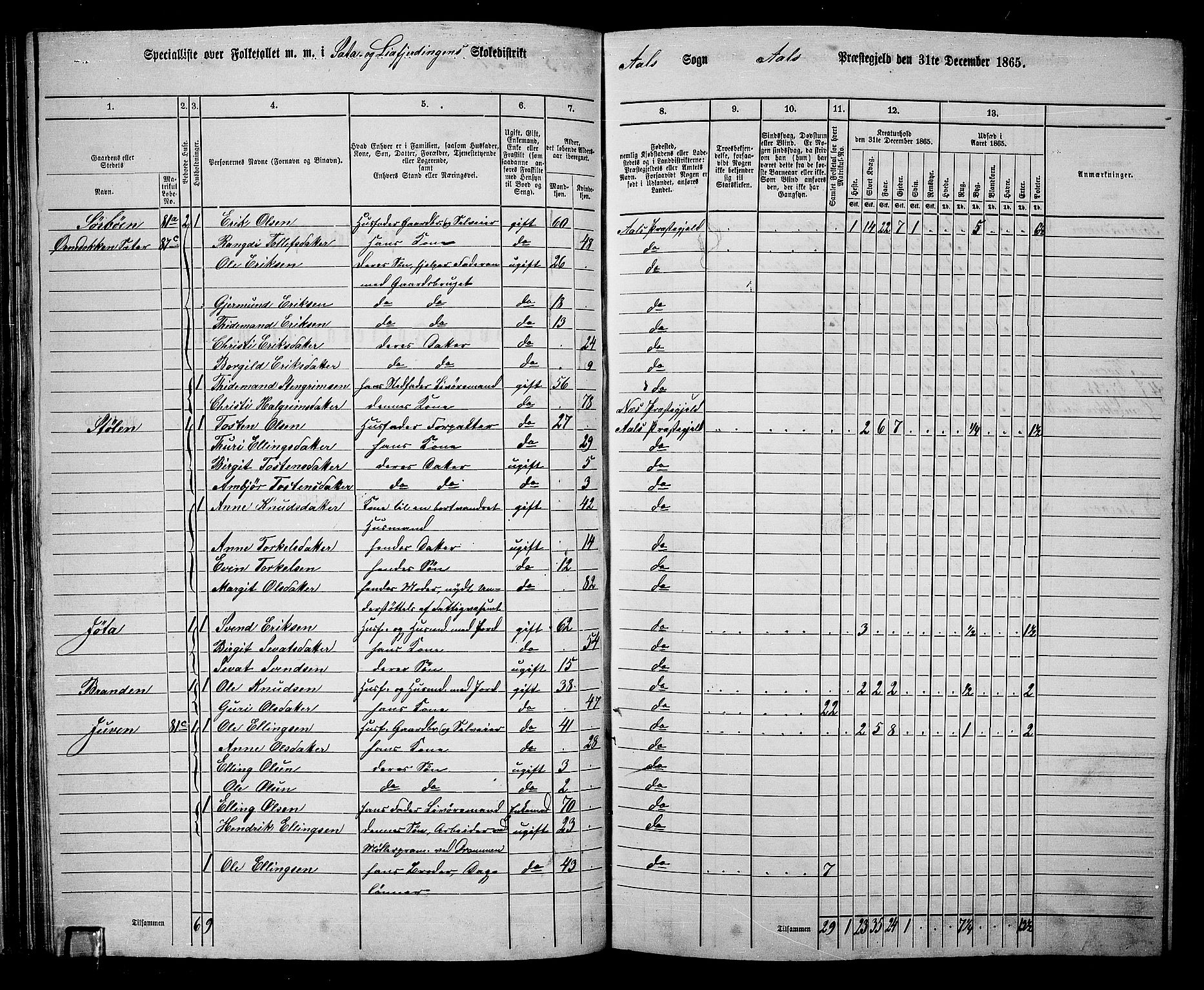 RA, 1865 census for Ål, 1865, p. 56