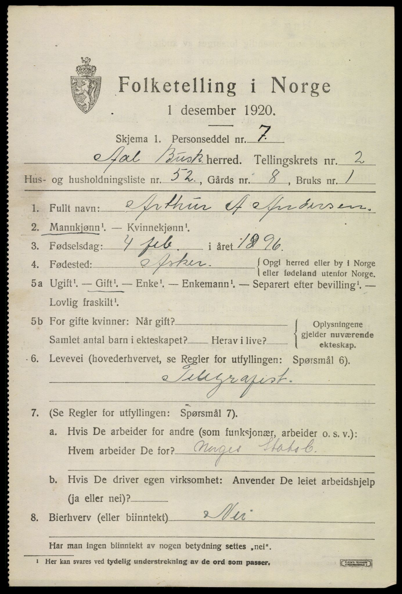 SAKO, 1920 census for Ål, 1920, p. 2362