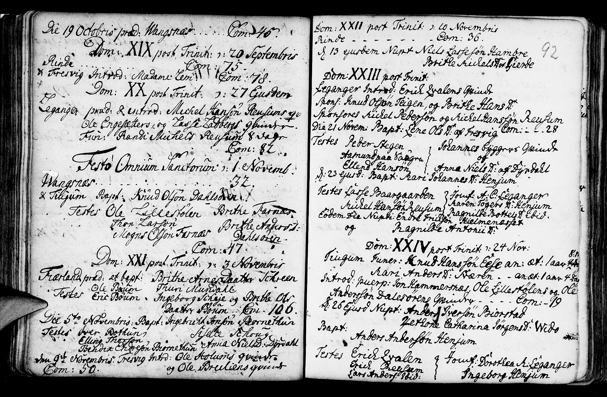 Leikanger sokneprestembete, AV/SAB-A-81001/H/Haa/Haaa/L0002: Parish register (official) no. A 2, 1735-1756, p. 92