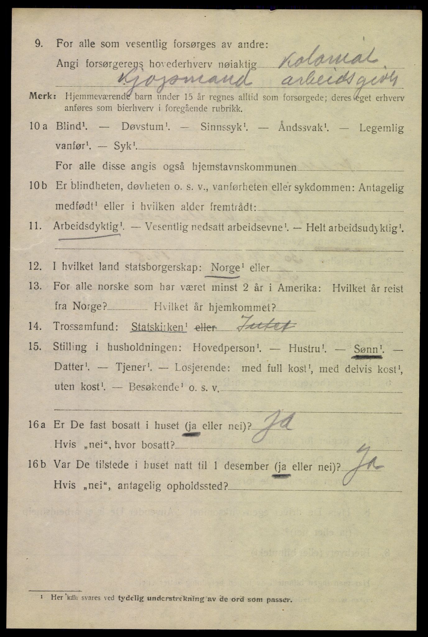 SAK, 1920 census for Arendal, 1920, p. 20825