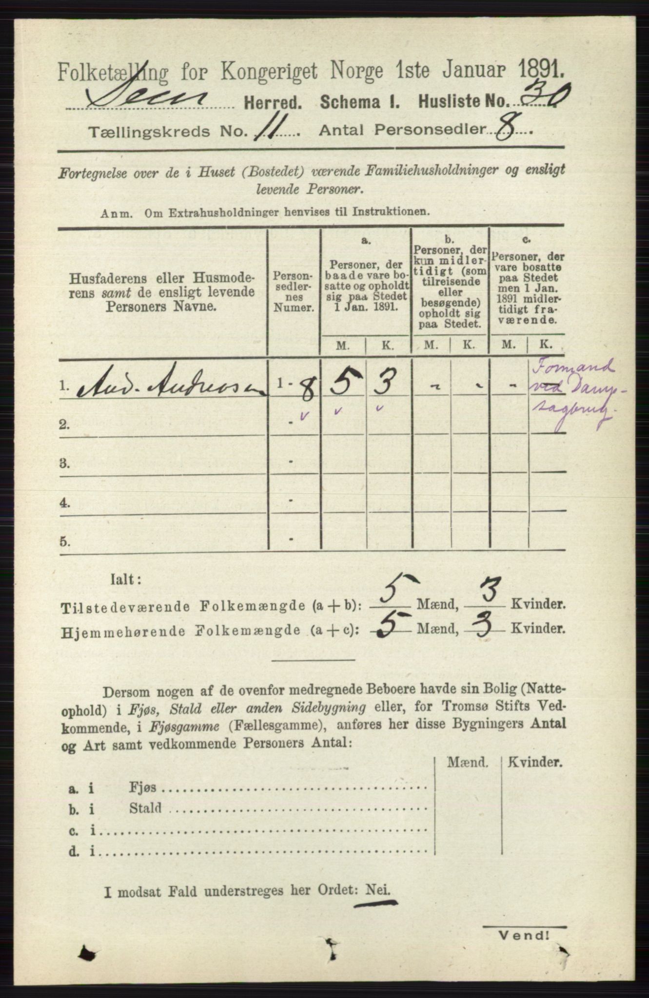 RA, 1891 census for 0721 Sem, 1891, p. 5346