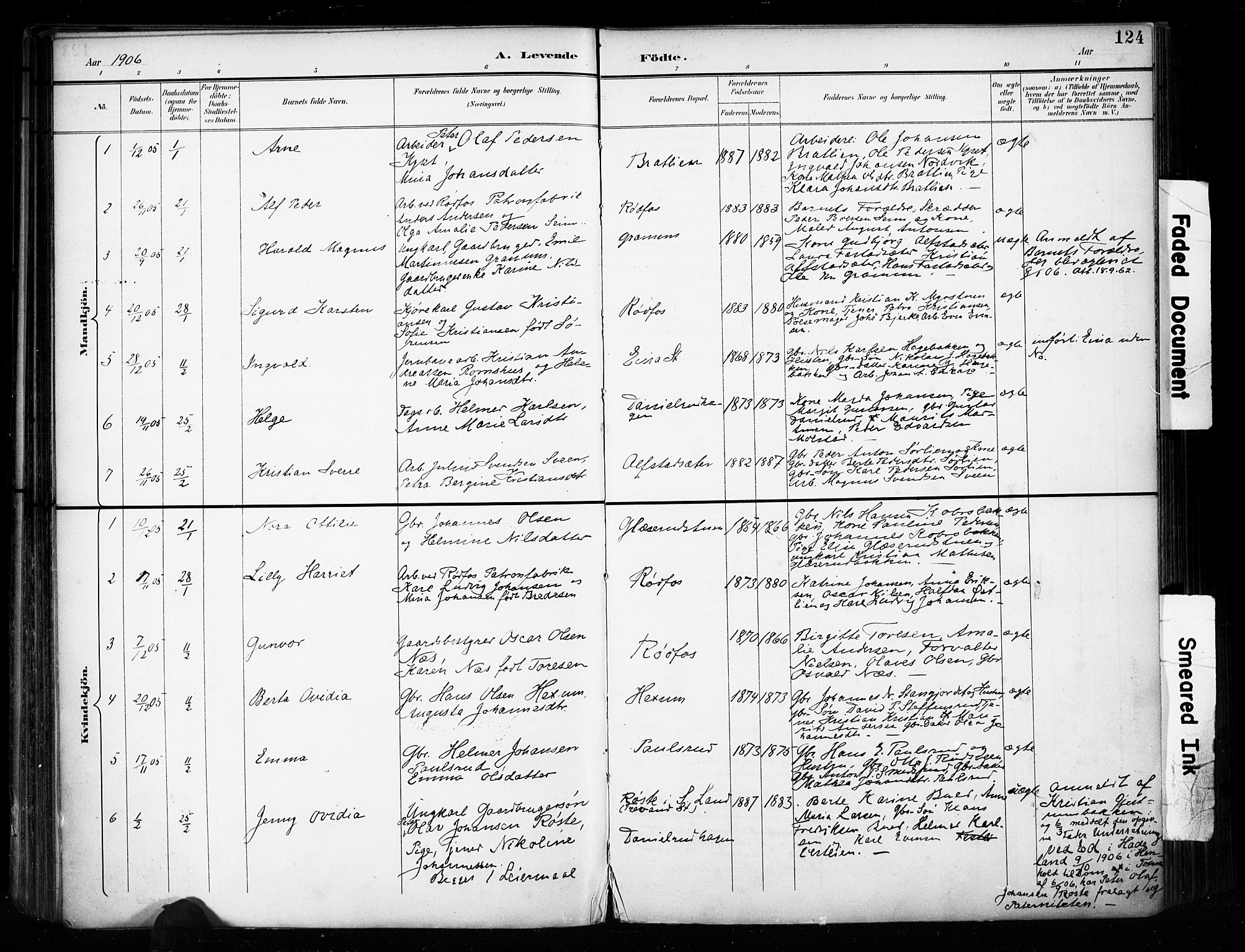 Vestre Toten prestekontor, SAH/PREST-108/H/Ha/Haa/L0011: Parish register (official) no. 11, 1895-1906, p. 124