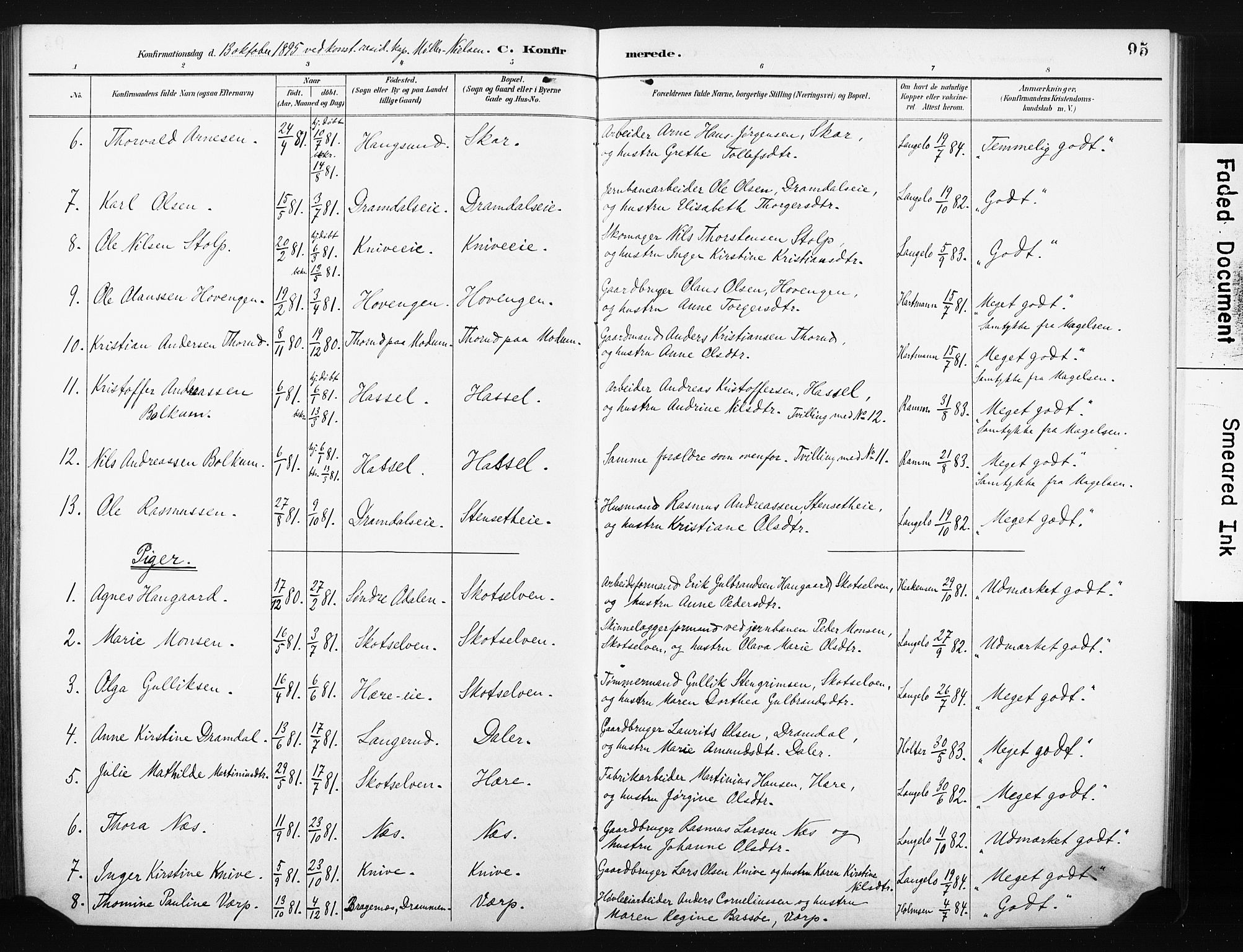 Eiker kirkebøker, SAKO/A-4/F/Fc/L0002: Parish register (official) no. III 2, 1889-1897, p. 95