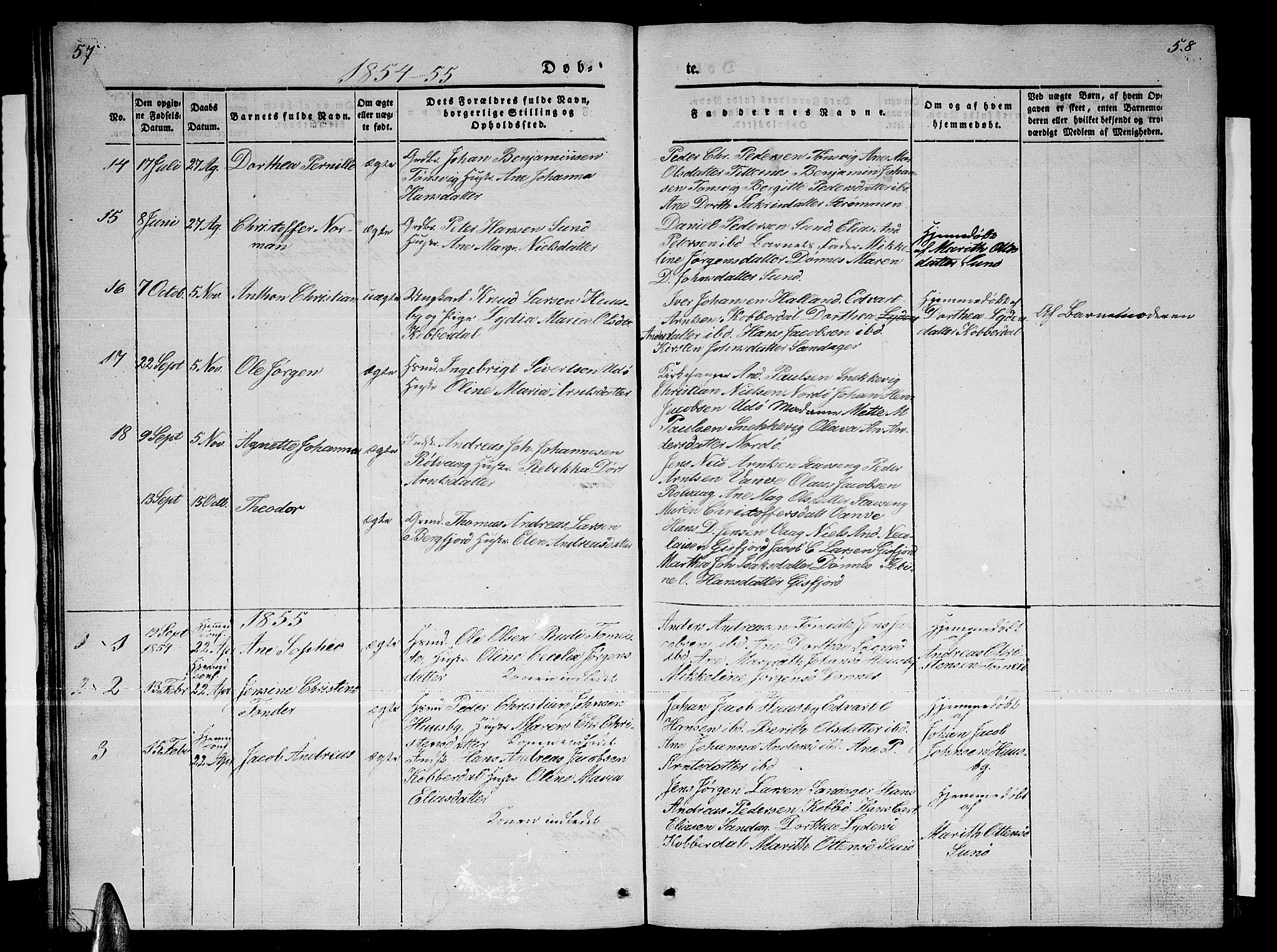 Ministerialprotokoller, klokkerbøker og fødselsregistre - Nordland, AV/SAT-A-1459/835/L0530: Parish register (copy) no. 835C02, 1842-1865, p. 57-58