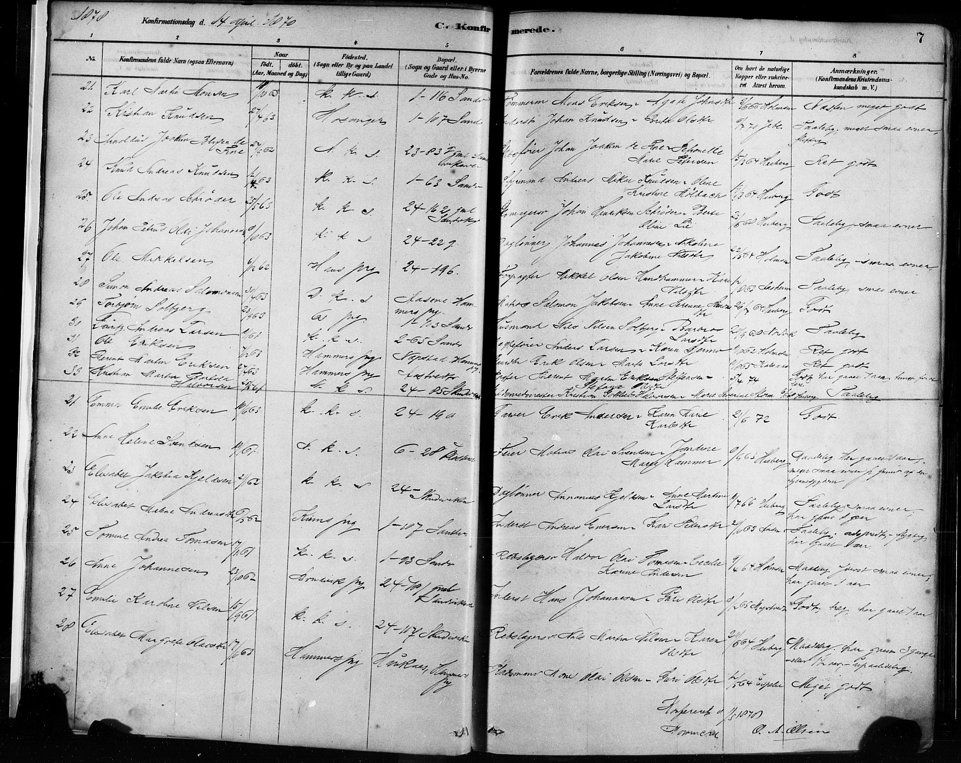 Sandviken Sokneprestembete, AV/SAB-A-77601/H/Ha/L0002: Parish register (official) no. A 2, 1878-1896, p. 7