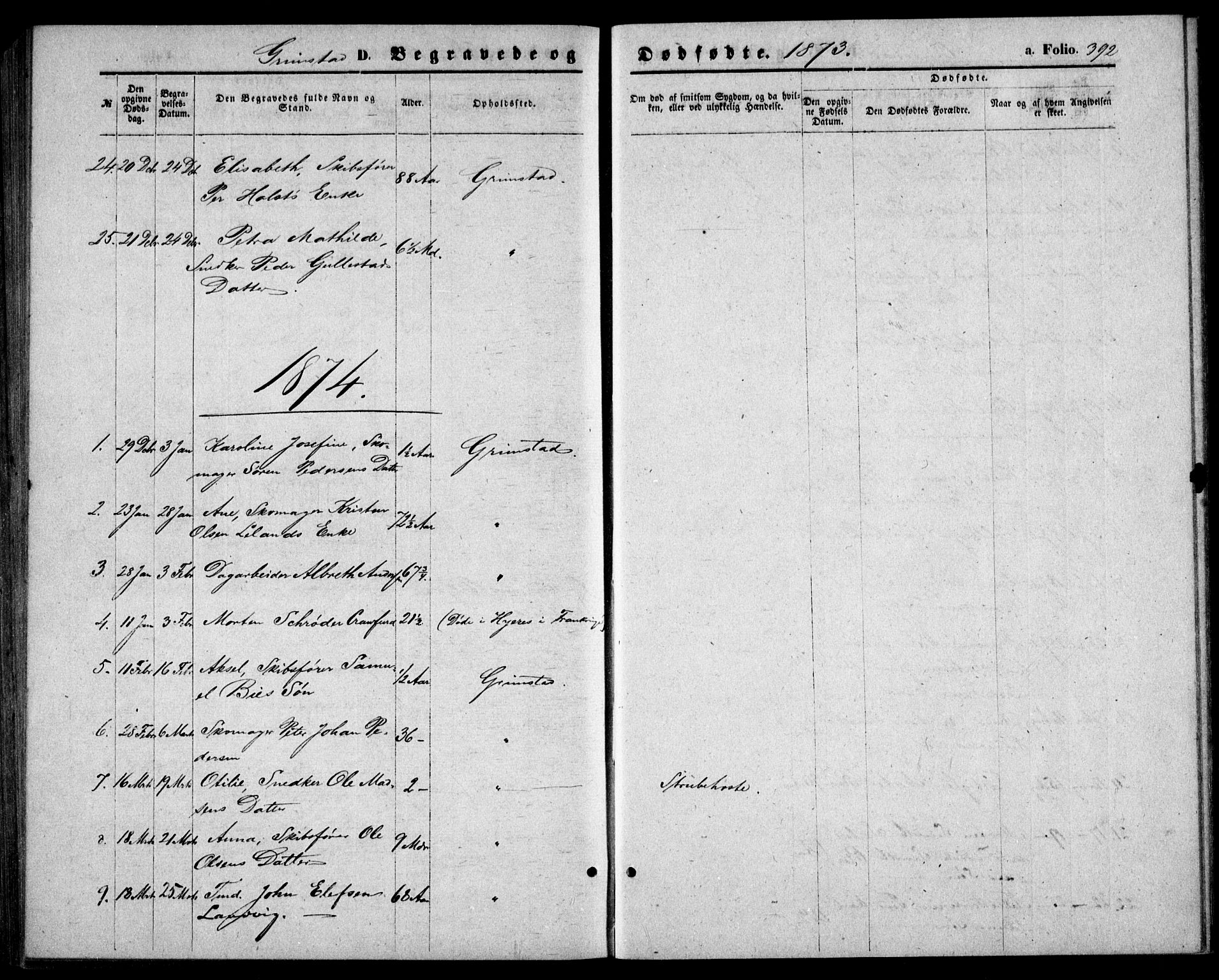 Fjære sokneprestkontor, AV/SAK-1111-0011/F/Fb/L0009: Parish register (copy) no. B 9, 1867-1870, p. 392