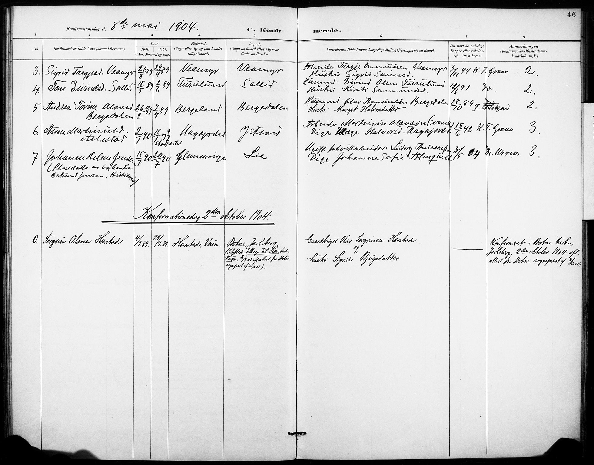 Fyresdal kirkebøker, SAKO/A-263/F/Fb/L0003: Parish register (official) no. II 3, 1887-1903, p. 46