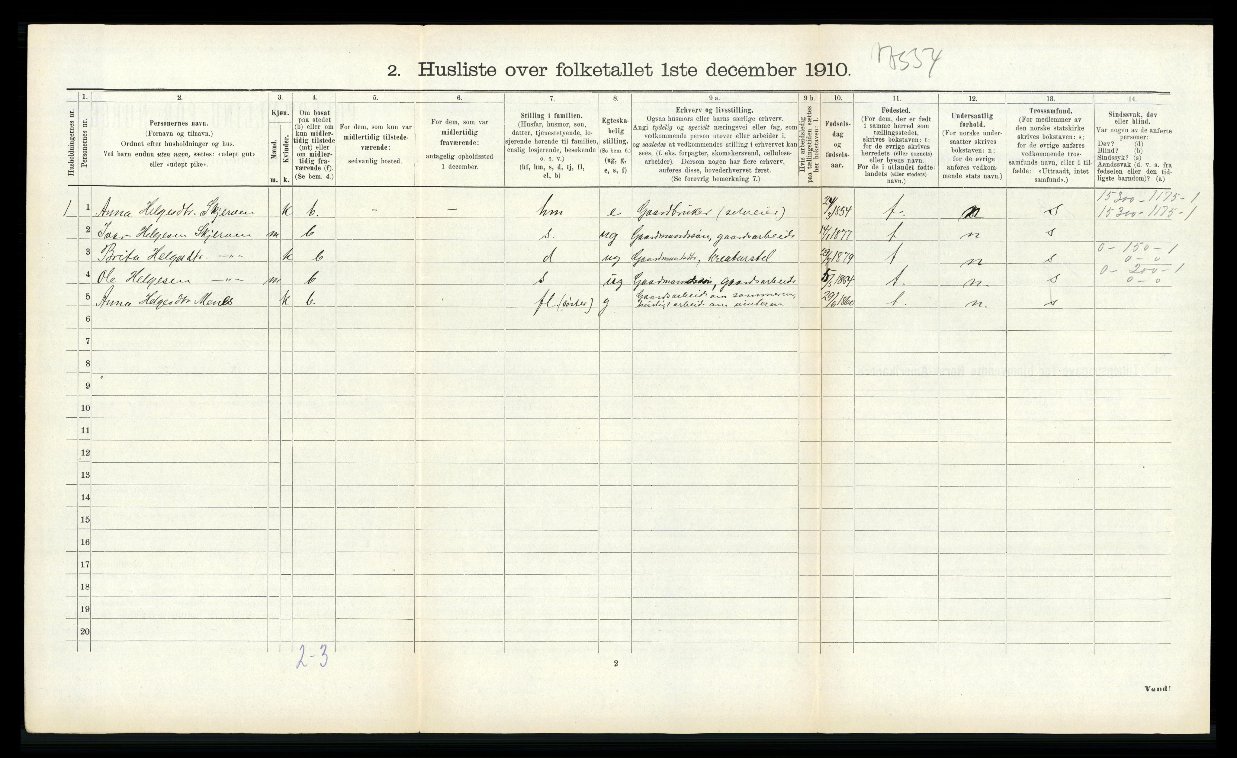 RA, 1910 census for Vik, 1910, p. 548