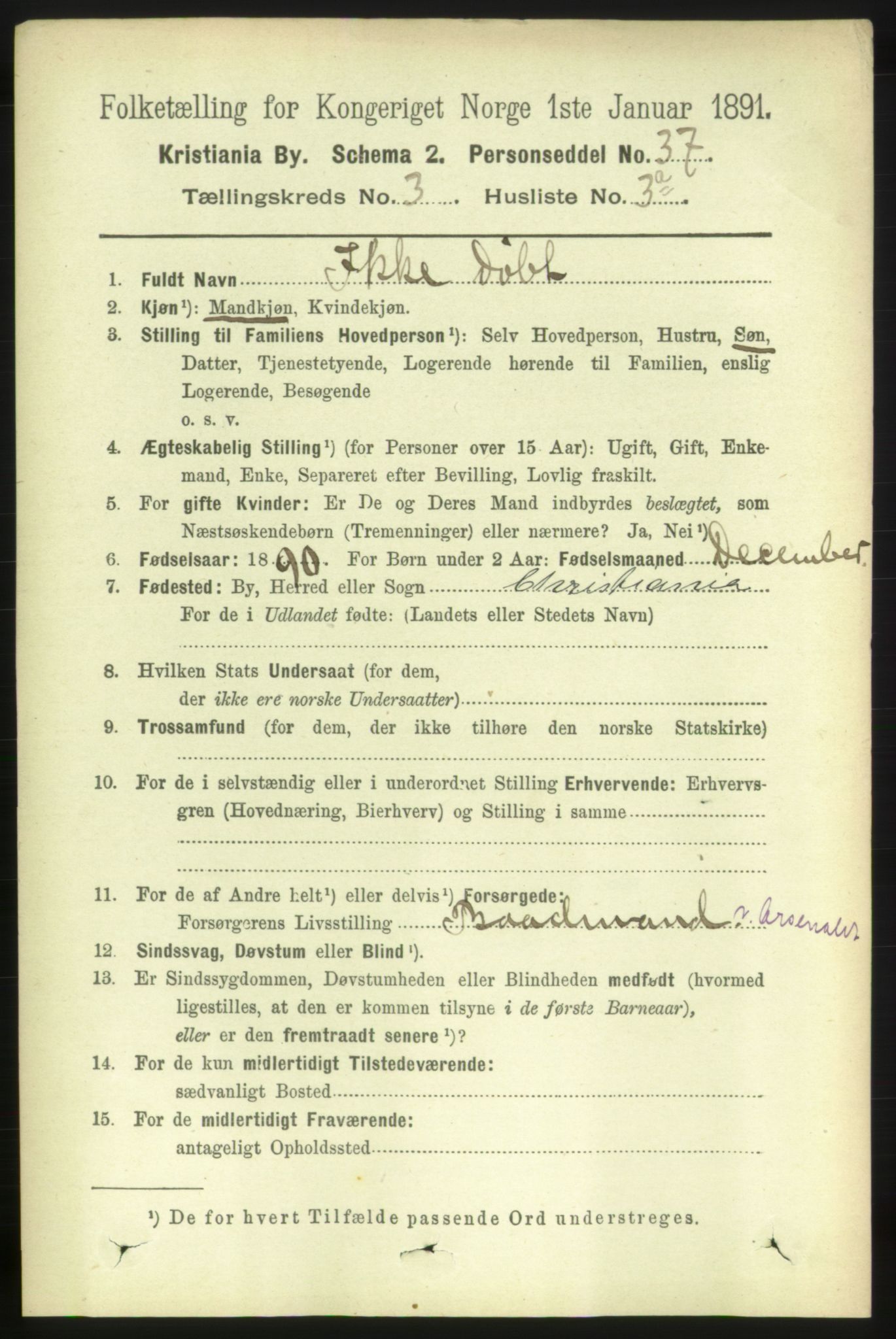 RA, 1891 census for 0301 Kristiania, 1891, p. 1293