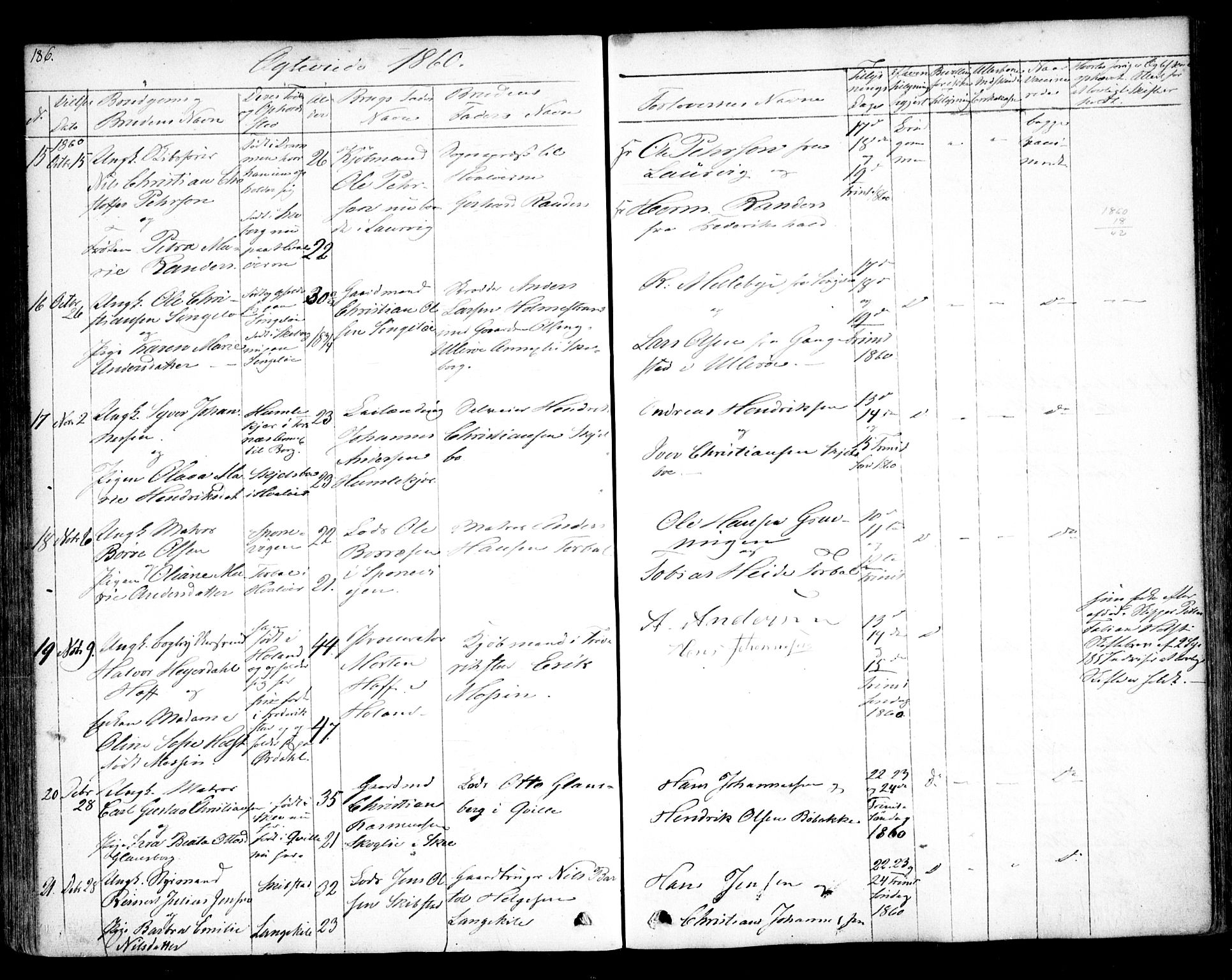 Hvaler prestekontor Kirkebøker, SAO/A-2001/F/Fa/L0006: Parish register (official) no. I 6, 1846-1863, p. 186