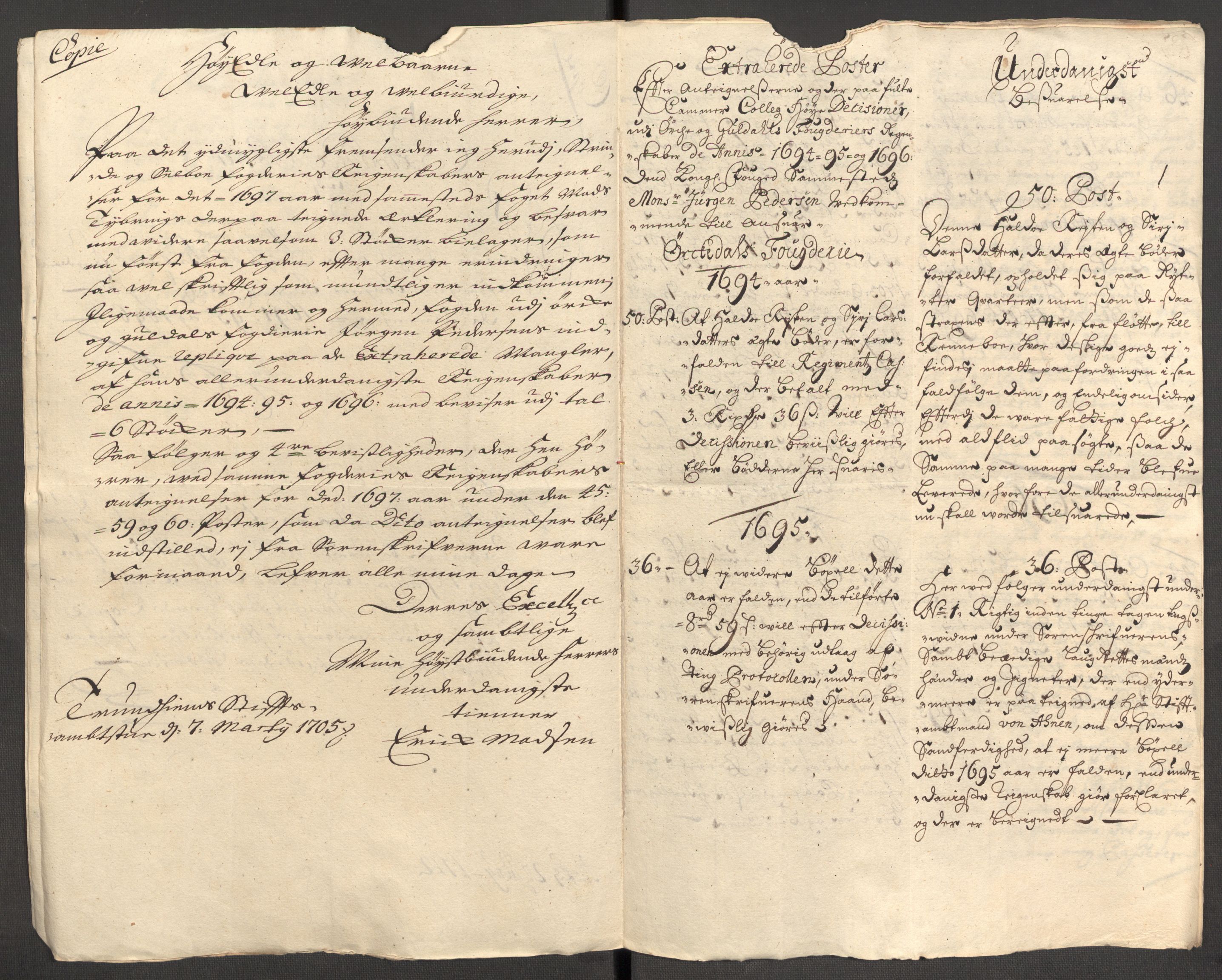 Rentekammeret inntil 1814, Reviderte regnskaper, Fogderegnskap, RA/EA-4092/R60/L3946: Fogderegnskap Orkdal og Gauldal, 1696, p. 421