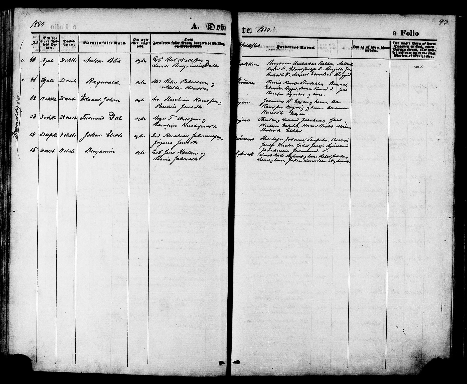Ministerialprotokoller, klokkerbøker og fødselsregistre - Nordland, SAT/A-1459/880/L1132: Parish register (official) no. 880A06, 1869-1887, p. 93