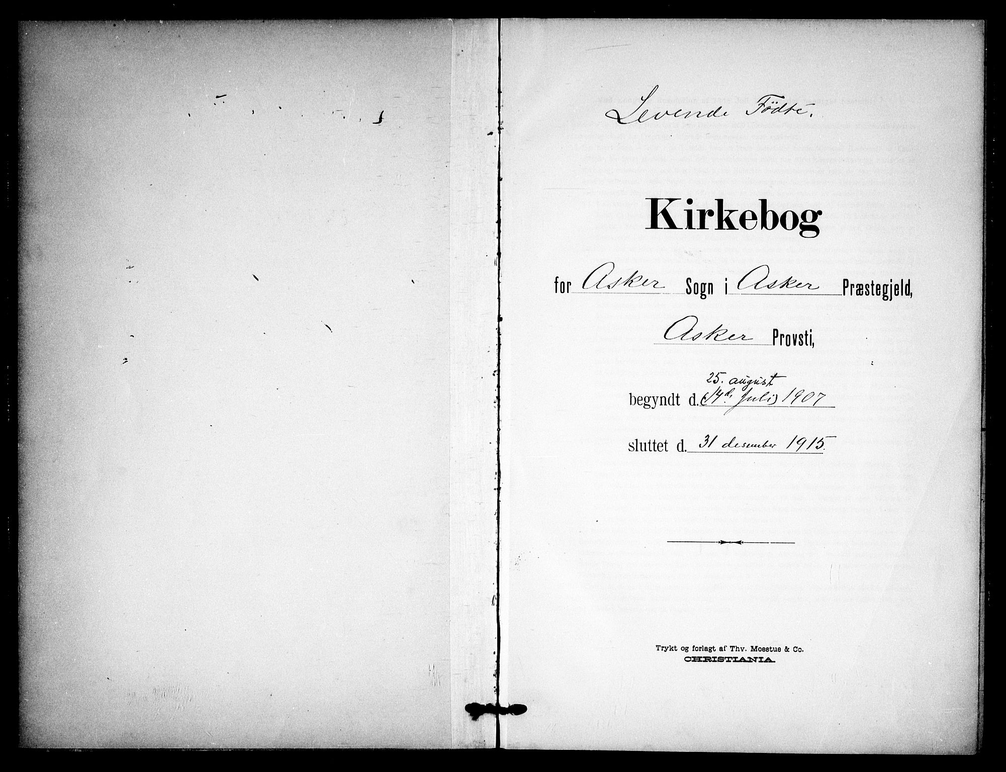 Asker prestekontor Kirkebøker, SAO/A-10256a/F/Fa/L0017: Parish register (official) no. I 17, 1907-1915