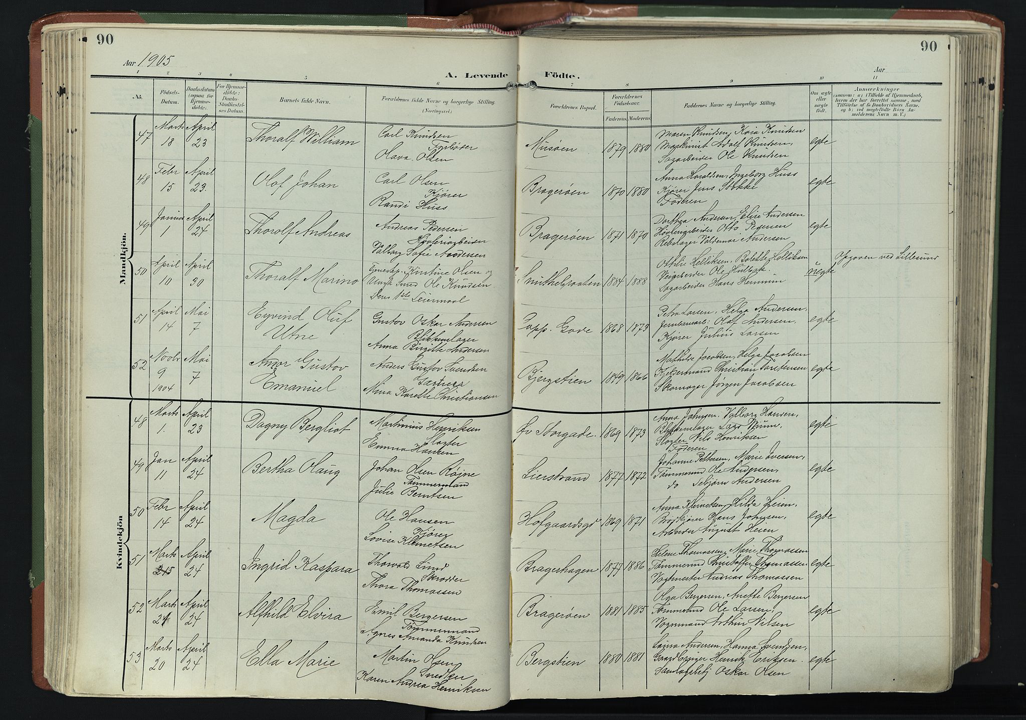 Bragernes kirkebøker, AV/SAKO-A-6/F/Fb/L0009: Parish register (official) no. II 9, 1902-1911, p. 90