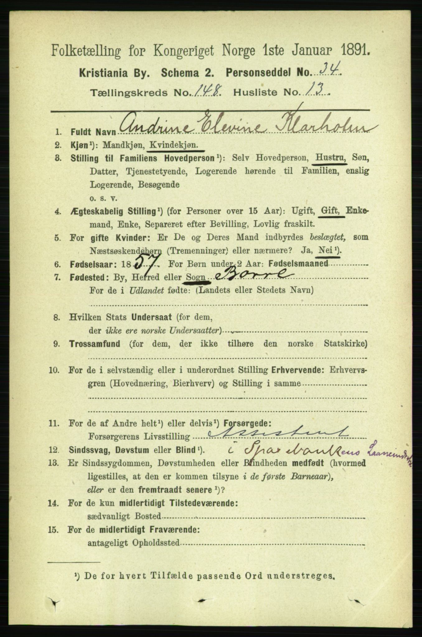 RA, 1891 census for 0301 Kristiania, 1891, p. 82440