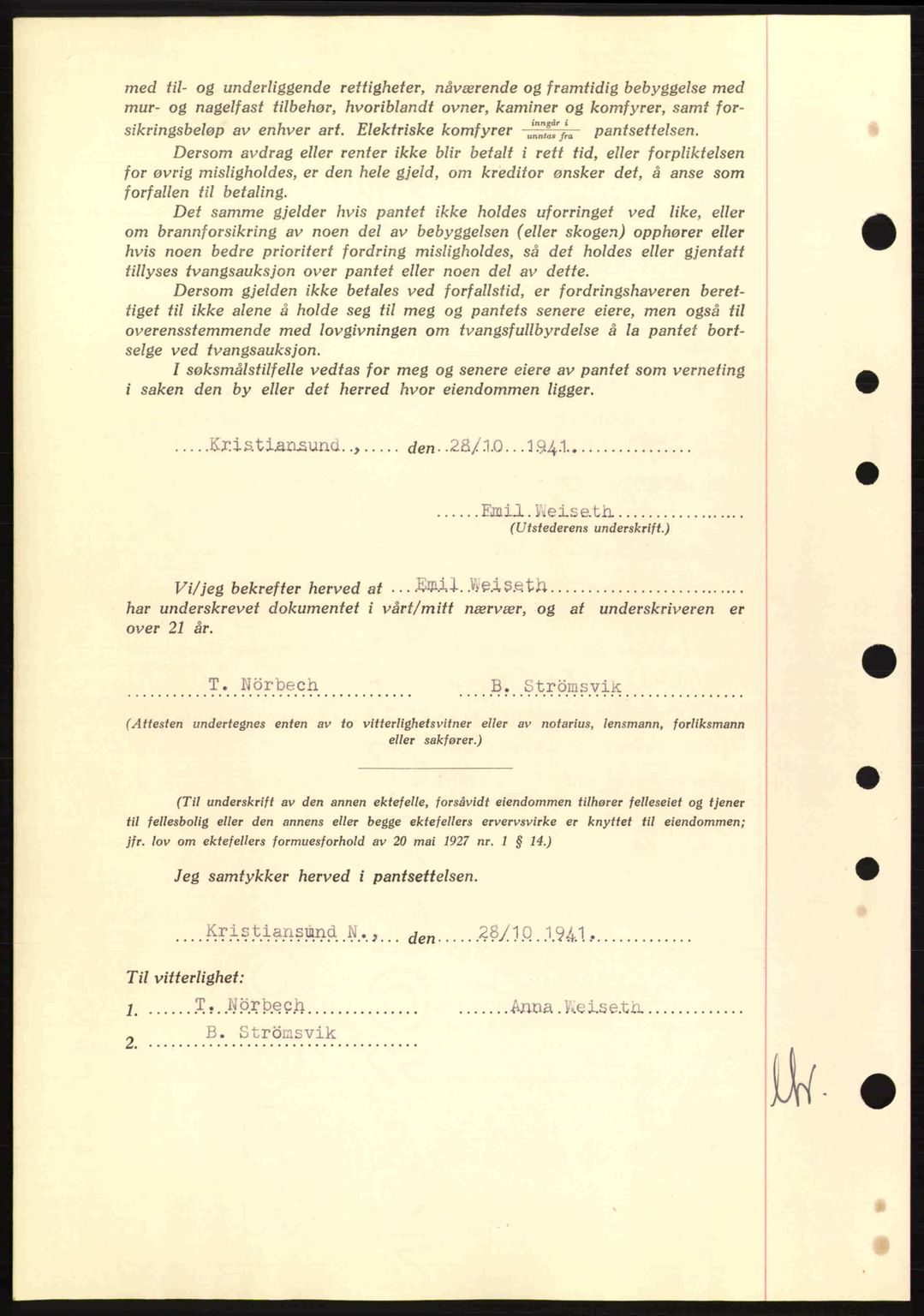 Nordmøre sorenskriveri, AV/SAT-A-4132/1/2/2Ca: Mortgage book no. B88, 1941-1942, Diary no: : 2147/1941