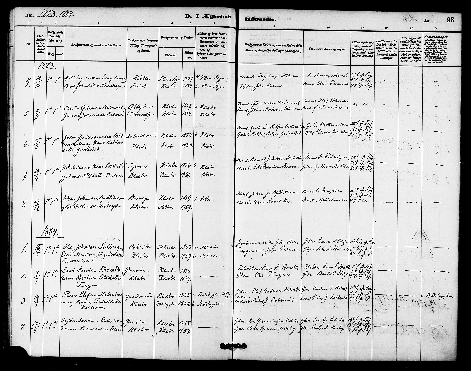 Ministerialprotokoller, klokkerbøker og fødselsregistre - Sør-Trøndelag, SAT/A-1456/618/L0444: Parish register (official) no. 618A07, 1880-1898, p. 93