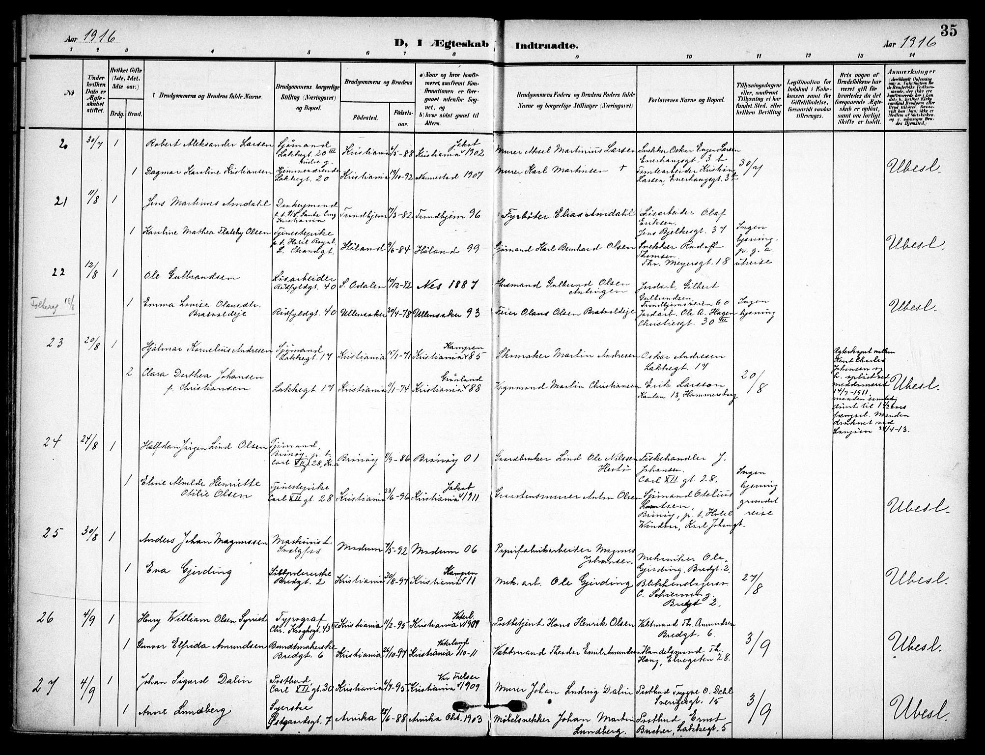 Vaterland prestekontor Kirkebøker, AV/SAO-A-10880/F/Fa/L0002: Parish register (official) no. 2, 1907-1921, p. 35