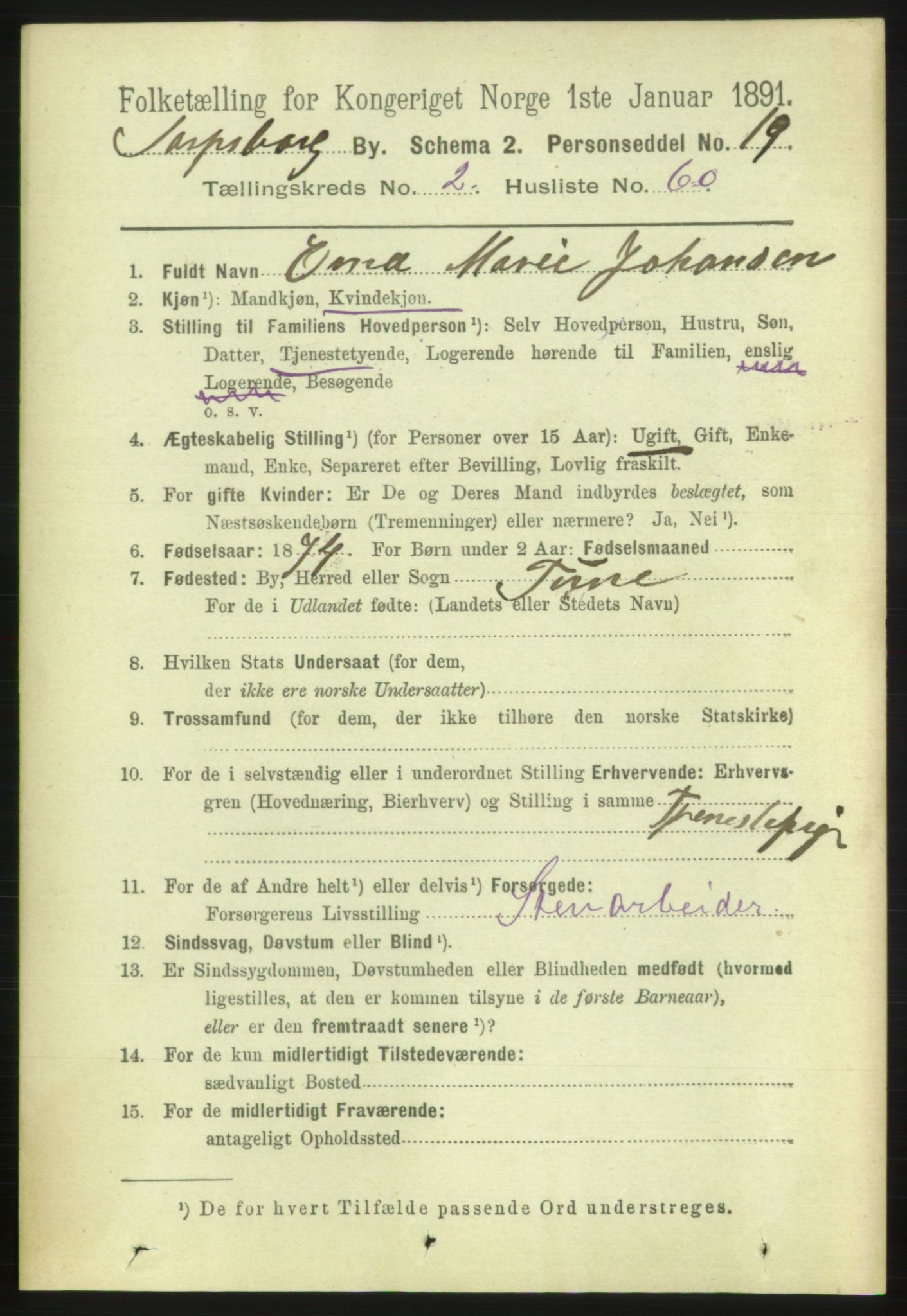 RA, 1891 census for 0102 Sarpsborg, 1891, p. 1890