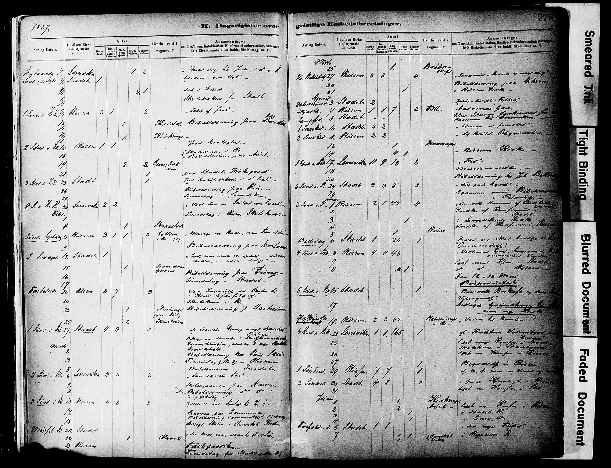 Ministerialprotokoller, klokkerbøker og fødselsregistre - Sør-Trøndelag, SAT/A-1456/646/L0615: Parish register (official) no. 646A13, 1885-1900, p. 278