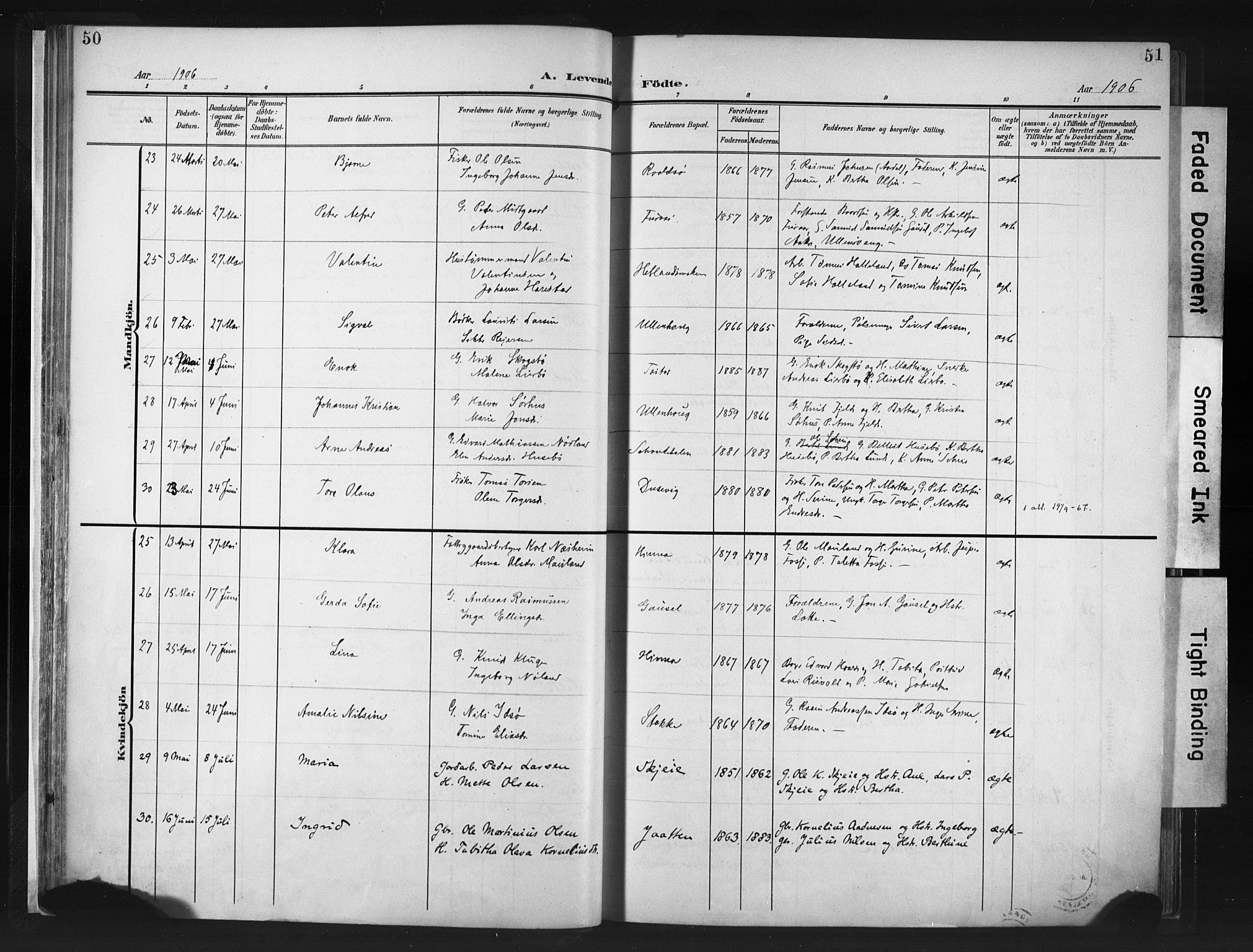 Hetland sokneprestkontor, SAST/A-101826/30/30BA/L0013: Parish register (official) no. A 13, 1904-1918, p. 50-51