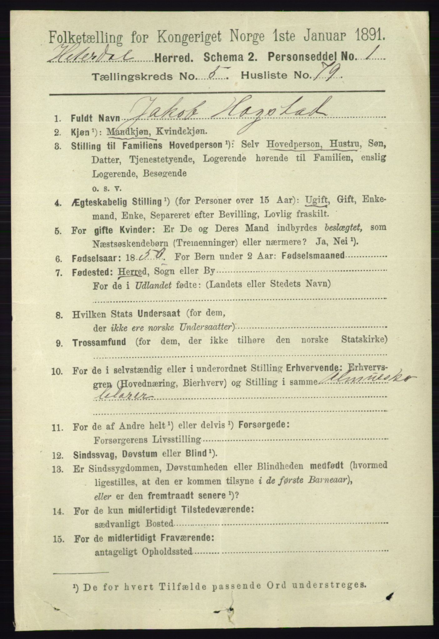 RA, 1891 census for 0823 Heddal, 1891, p. 2524