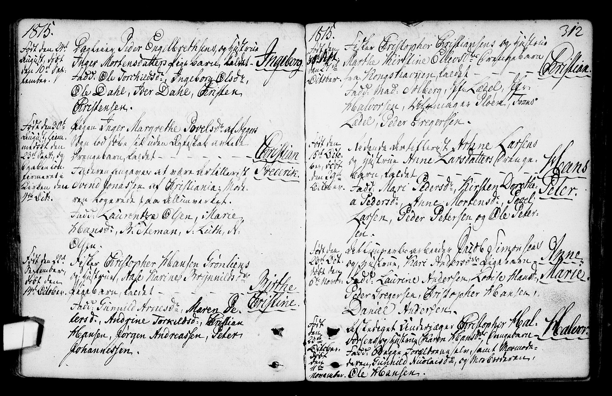 Gamlebyen prestekontor Kirkebøker, AV/SAO-A-10884/F/Fa/L0001: Parish register (official) no. 1, 1734-1818, p. 312