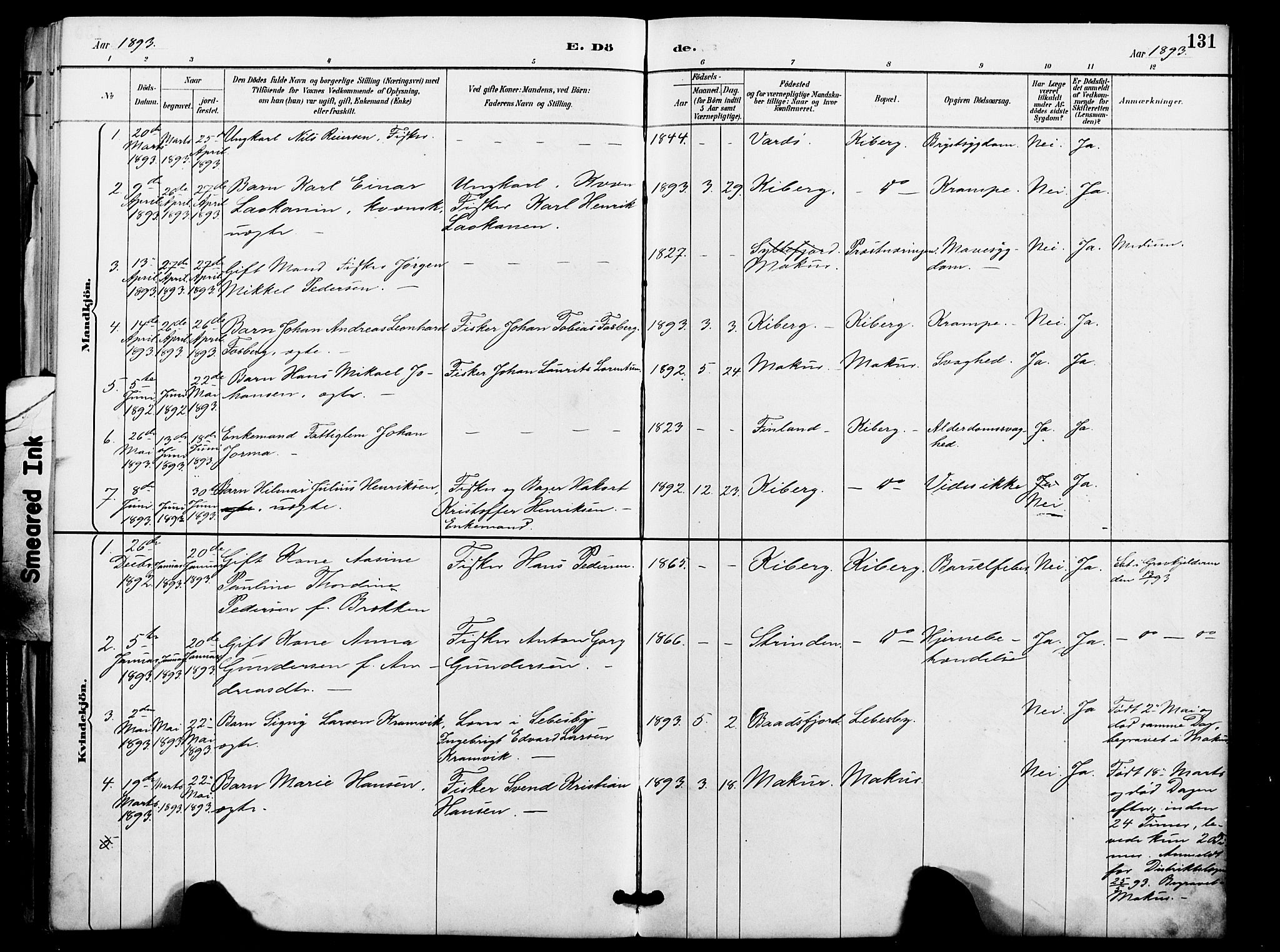 Vardø sokneprestkontor, SATØ/S-1332/H/Ha/L0009kirke: Parish register (official) no. 9, 1887-1898, p. 131
