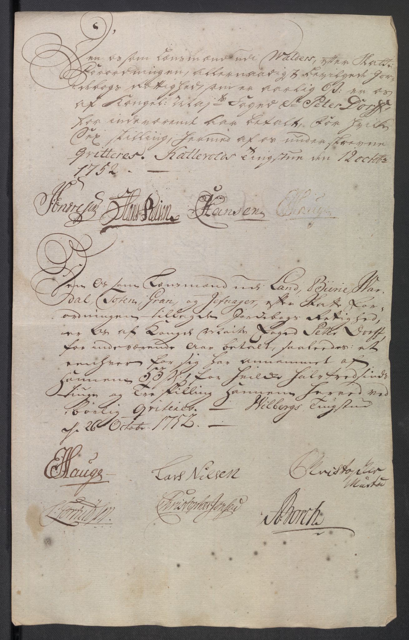 Rentekammeret inntil 1814, Reviderte regnskaper, Fogderegnskap, AV/RA-EA-4092/R18/L1349: Fogderegnskap Hadeland, Toten og Valdres, 1752-1753, p. 207