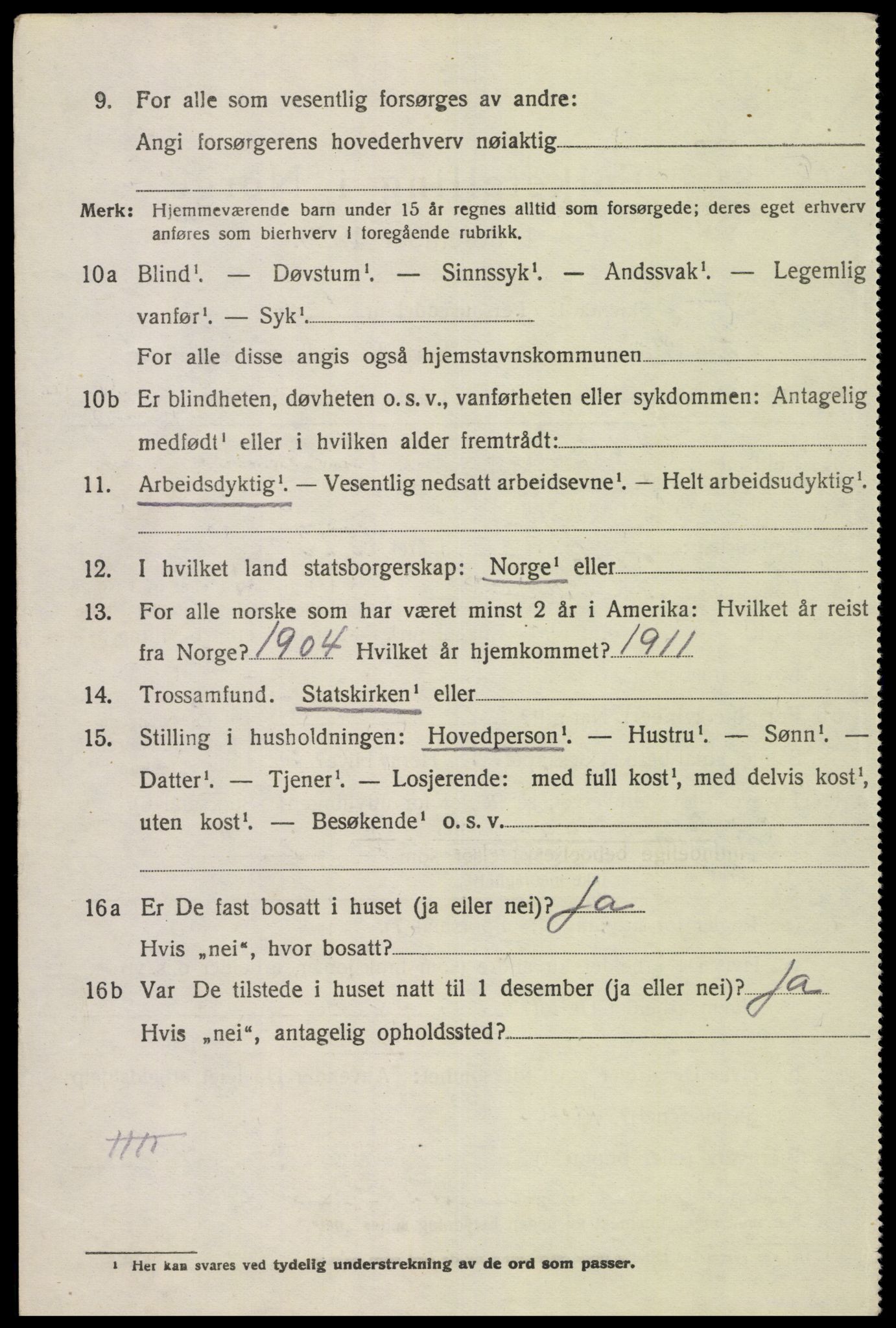 SAK, 1920 census for Feda, 1920, p. 464