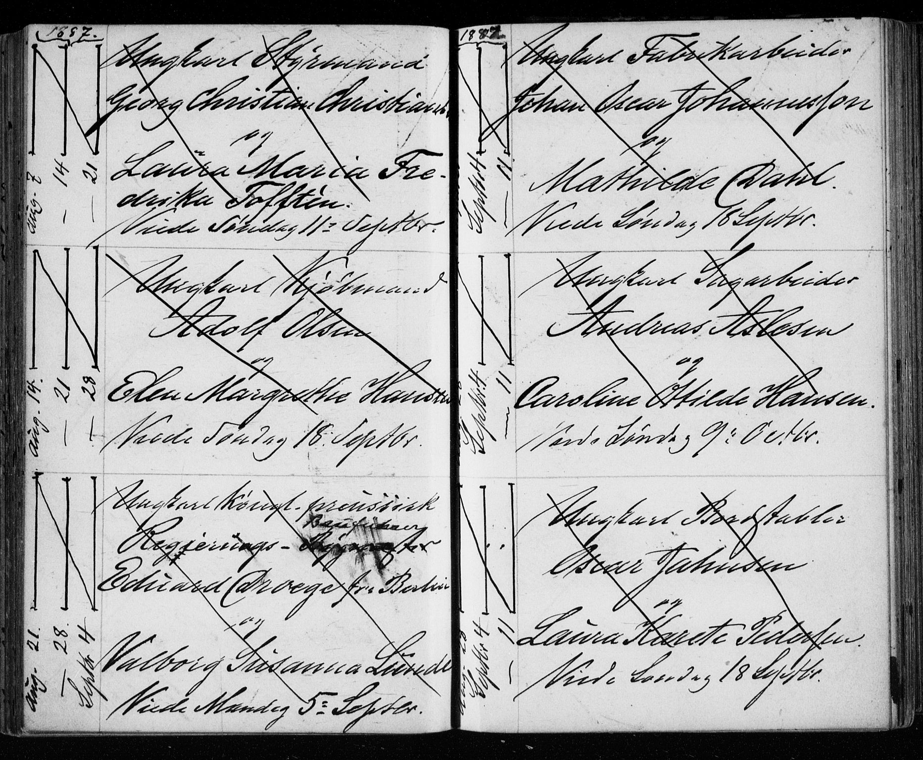 Bragernes kirkebøker, AV/SAKO-A-6/H/Ha/L0006: Banns register no. 6, 1873-1896