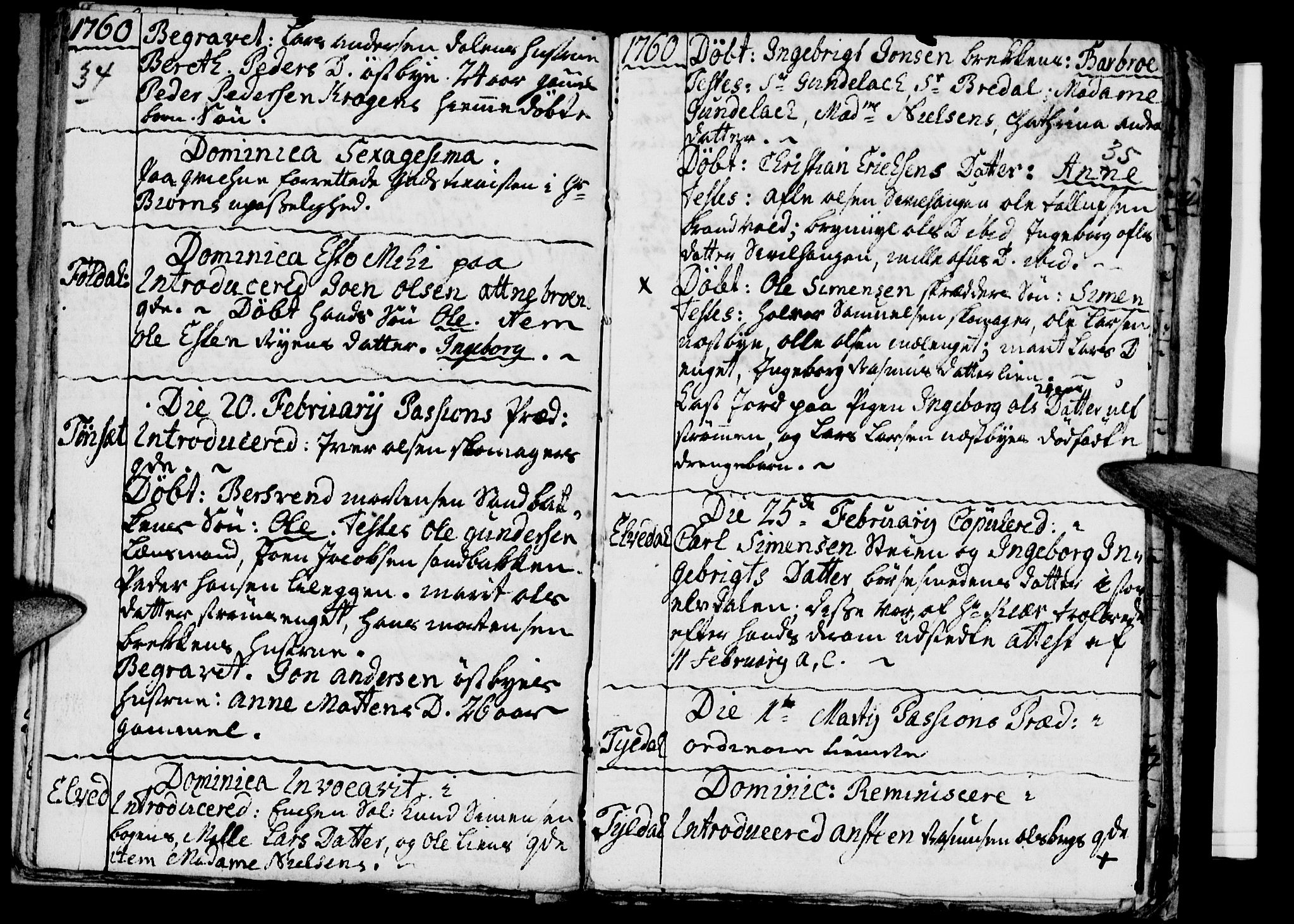 Tynset prestekontor, SAH/PREST-058/H/Ha/Haa/L0003: Parish register (official) no. 3, 1758-1762, p. 34-35