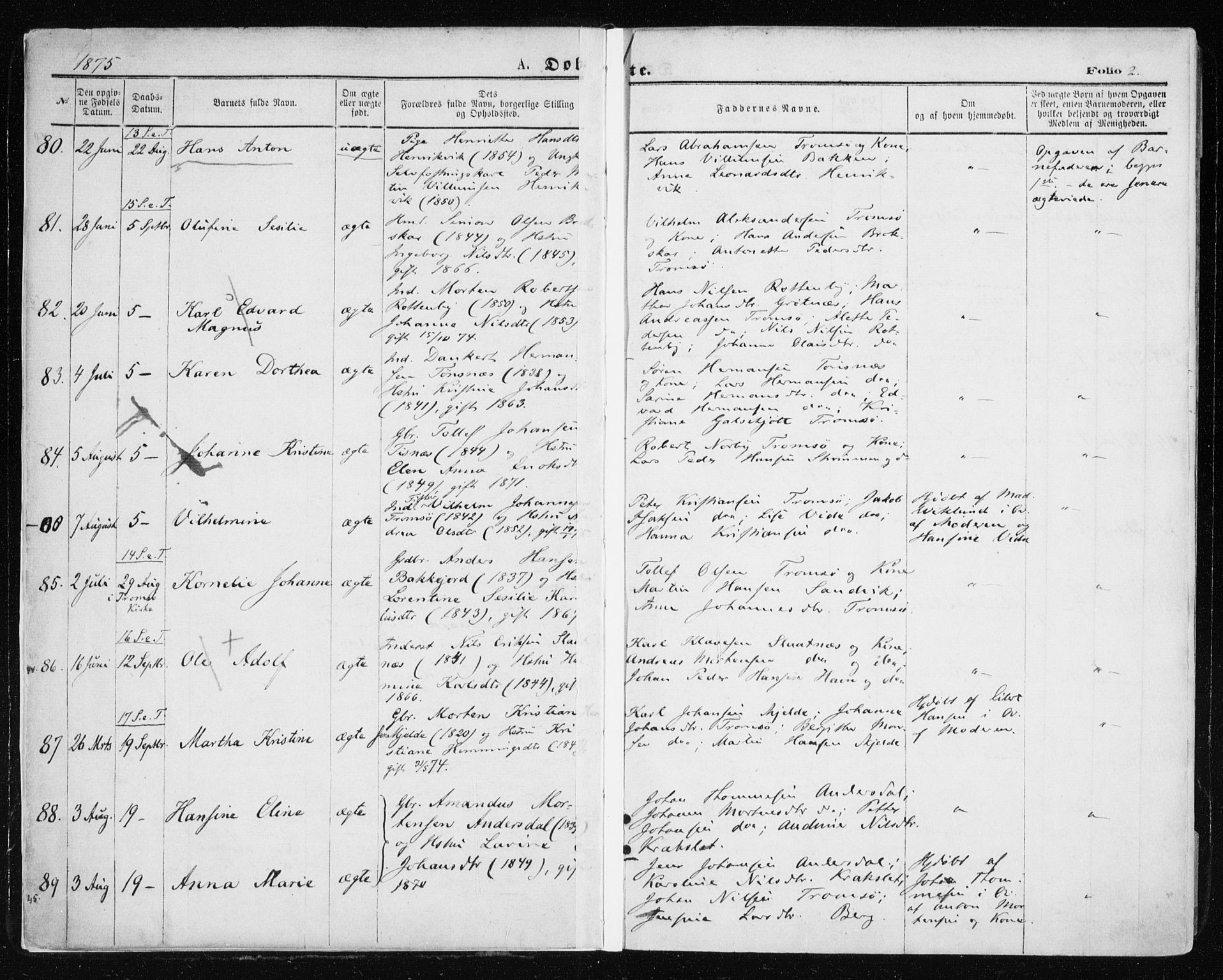 Tromsøysund sokneprestkontor, SATØ/S-1304/G/Ga/L0003kirke: Parish register (official) no. 3, 1875-1880, p. 2